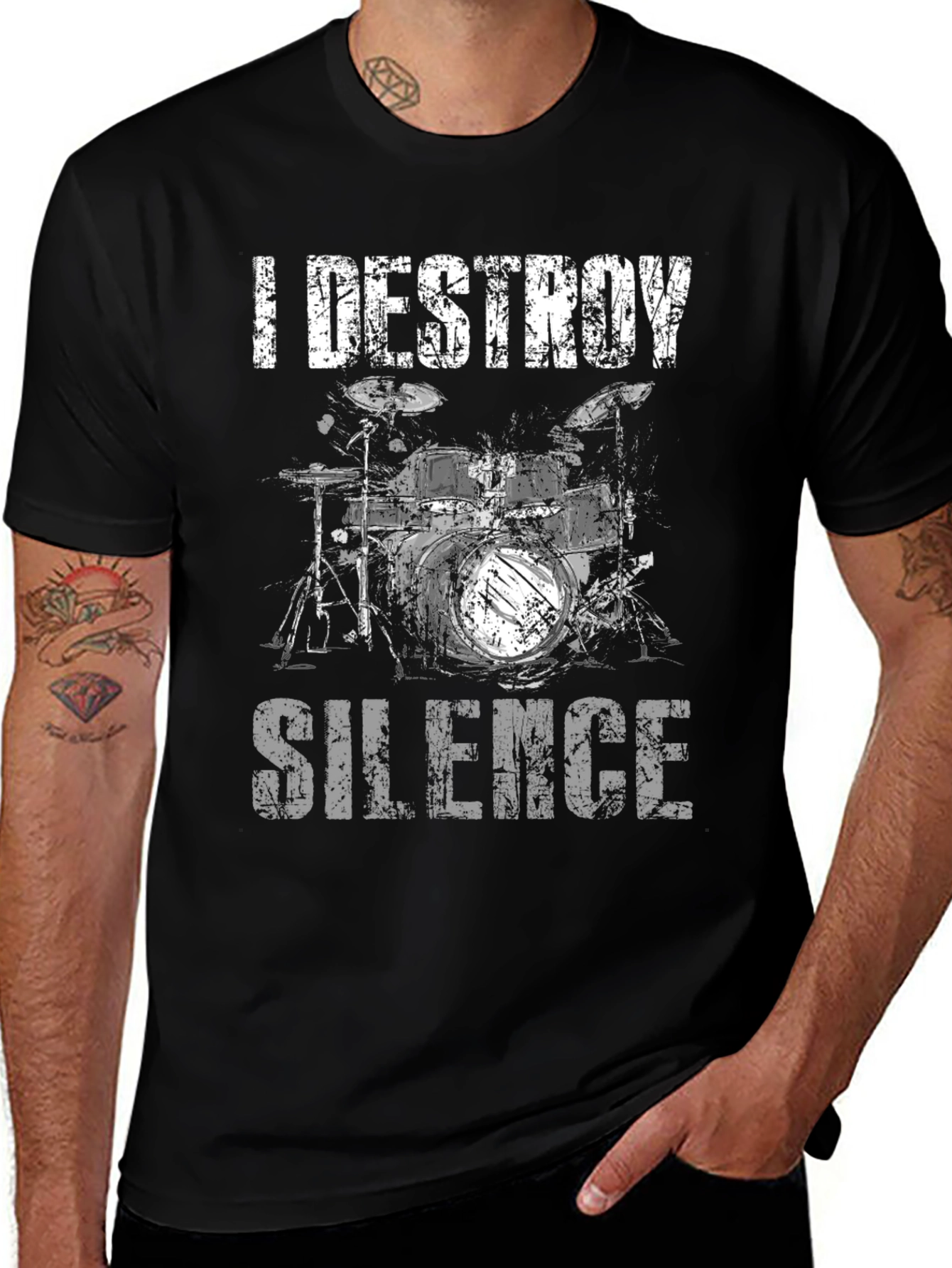 Variant 10 of I Destroy Silence Drum T-Shirt