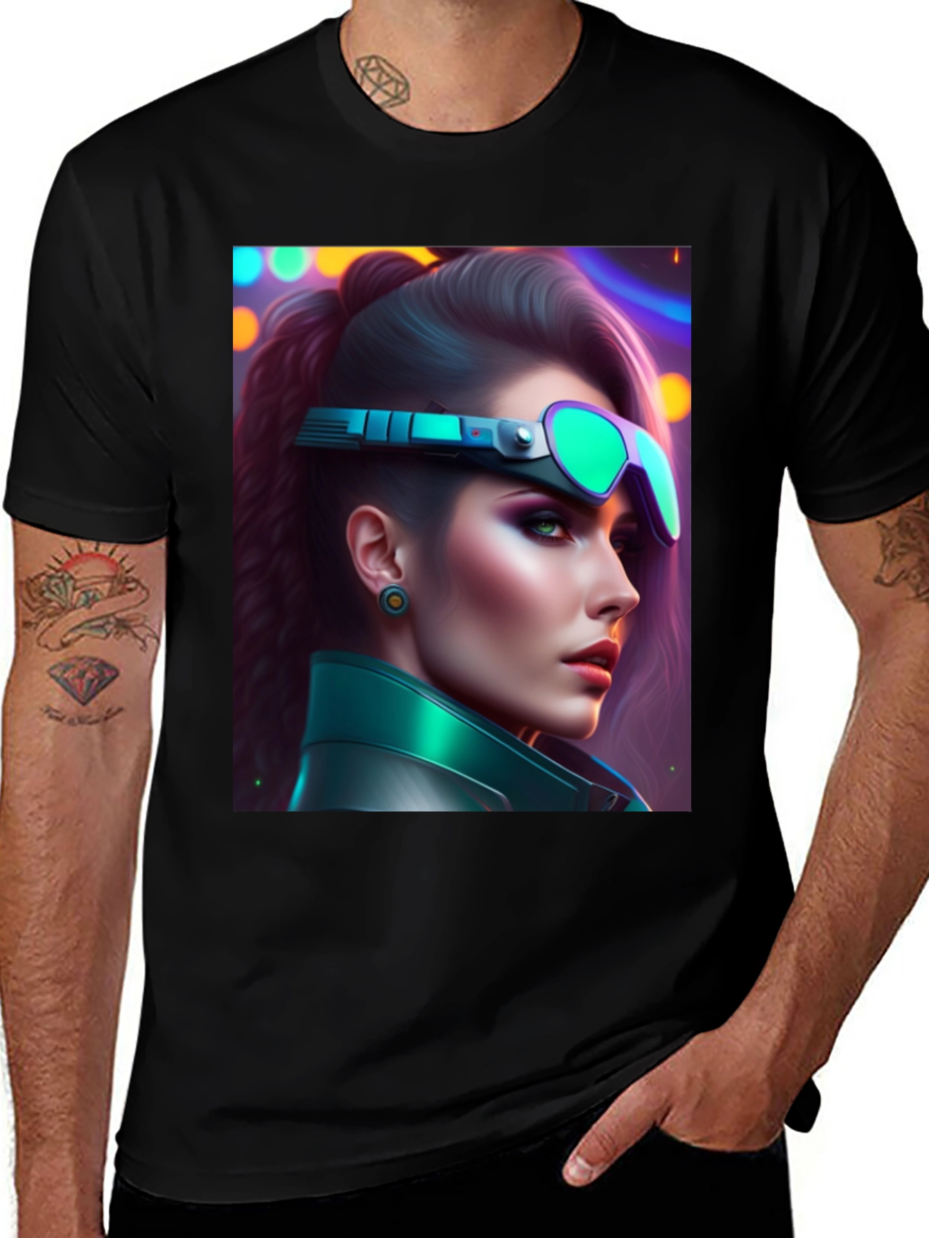 Variant 11 of Cyberpunk Woman T-Shirt, Futuristic Graphic Tee
