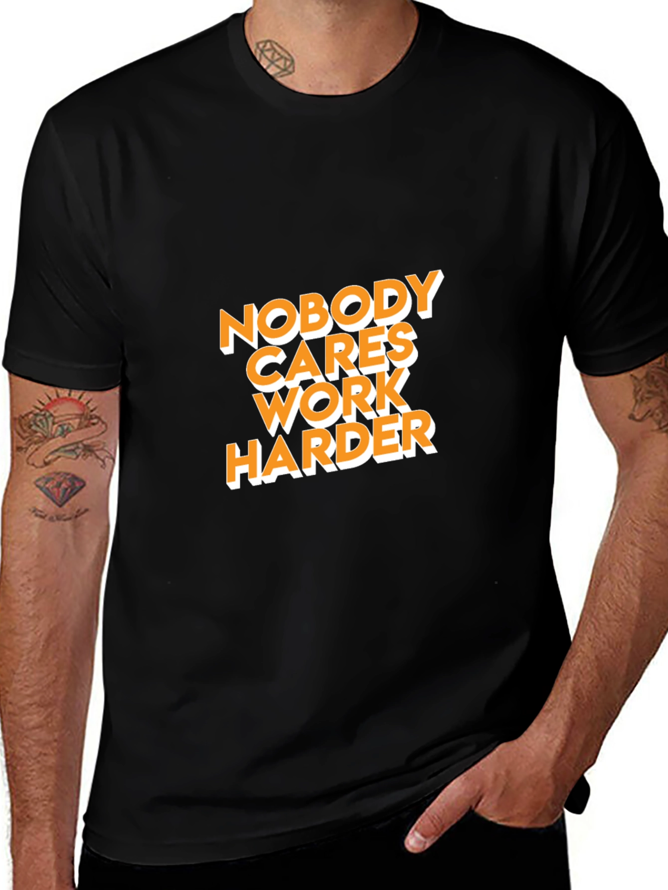 Black Nobody Cares Work Harder Graphic Tee main image