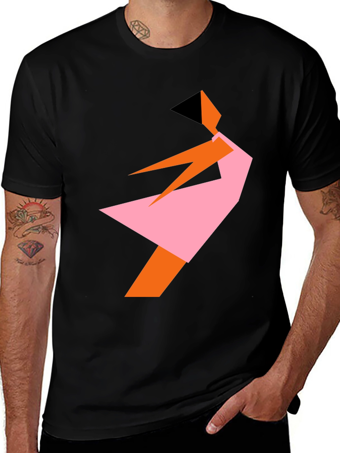 Variant 8 of Geometric Abstract Dancer Black T-Shirt