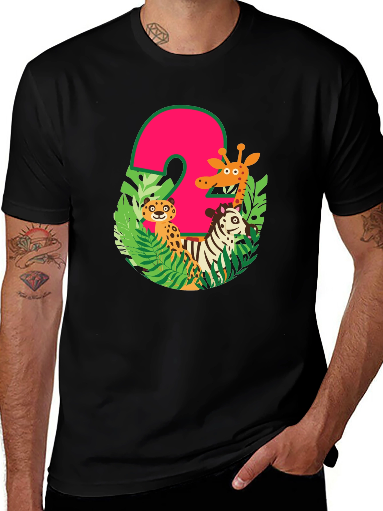 Birthday Number 2 Jungle Animals Kids T-Shirt