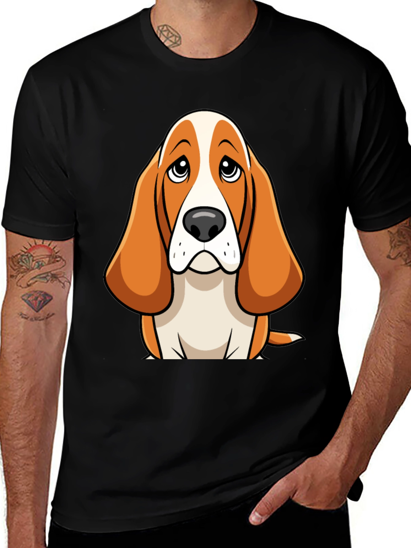 Cartoon Basset Hound Graphic Tee