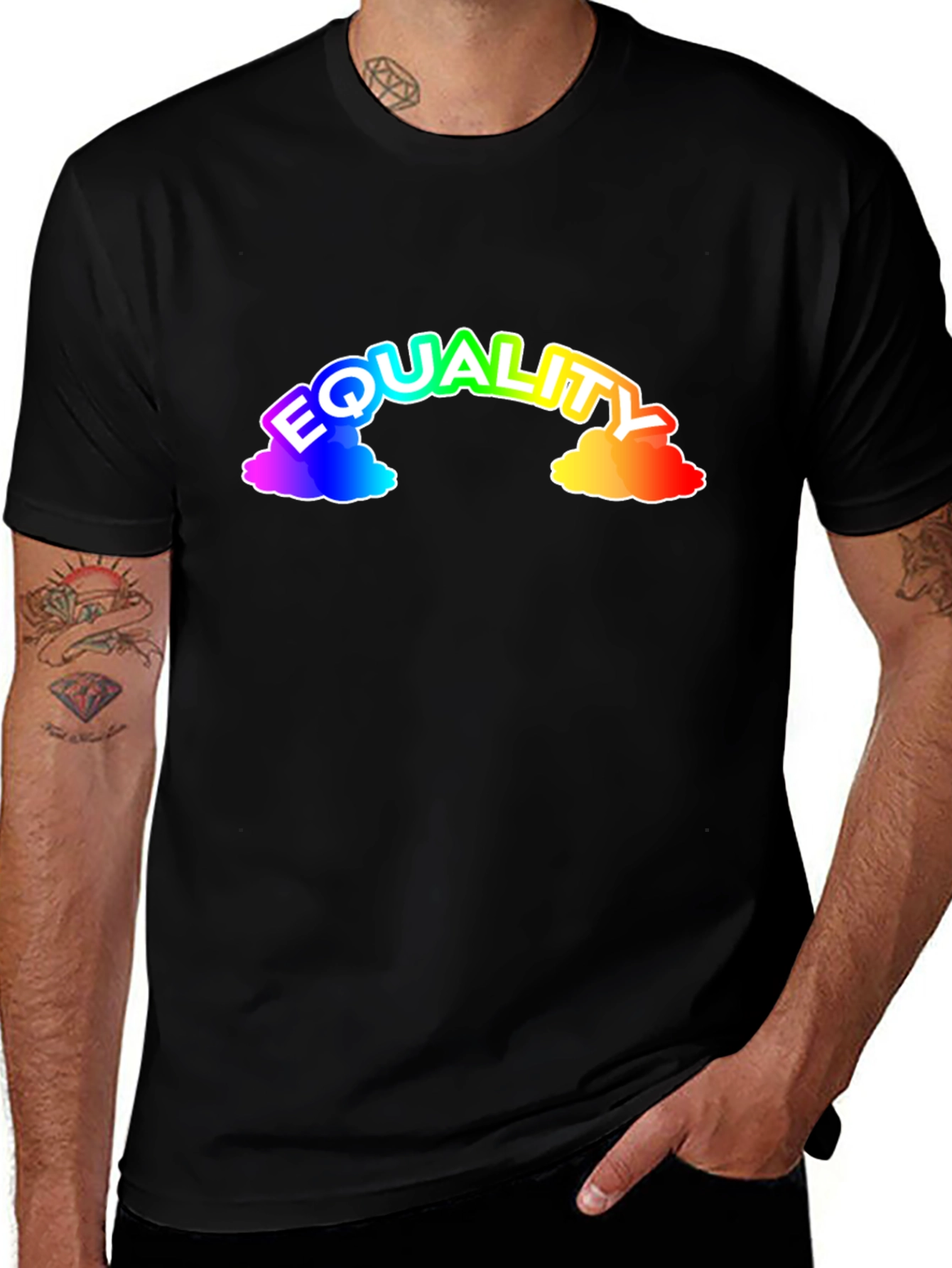 Variant 29 of Equality Rainbow Graphic Black T-Shirt