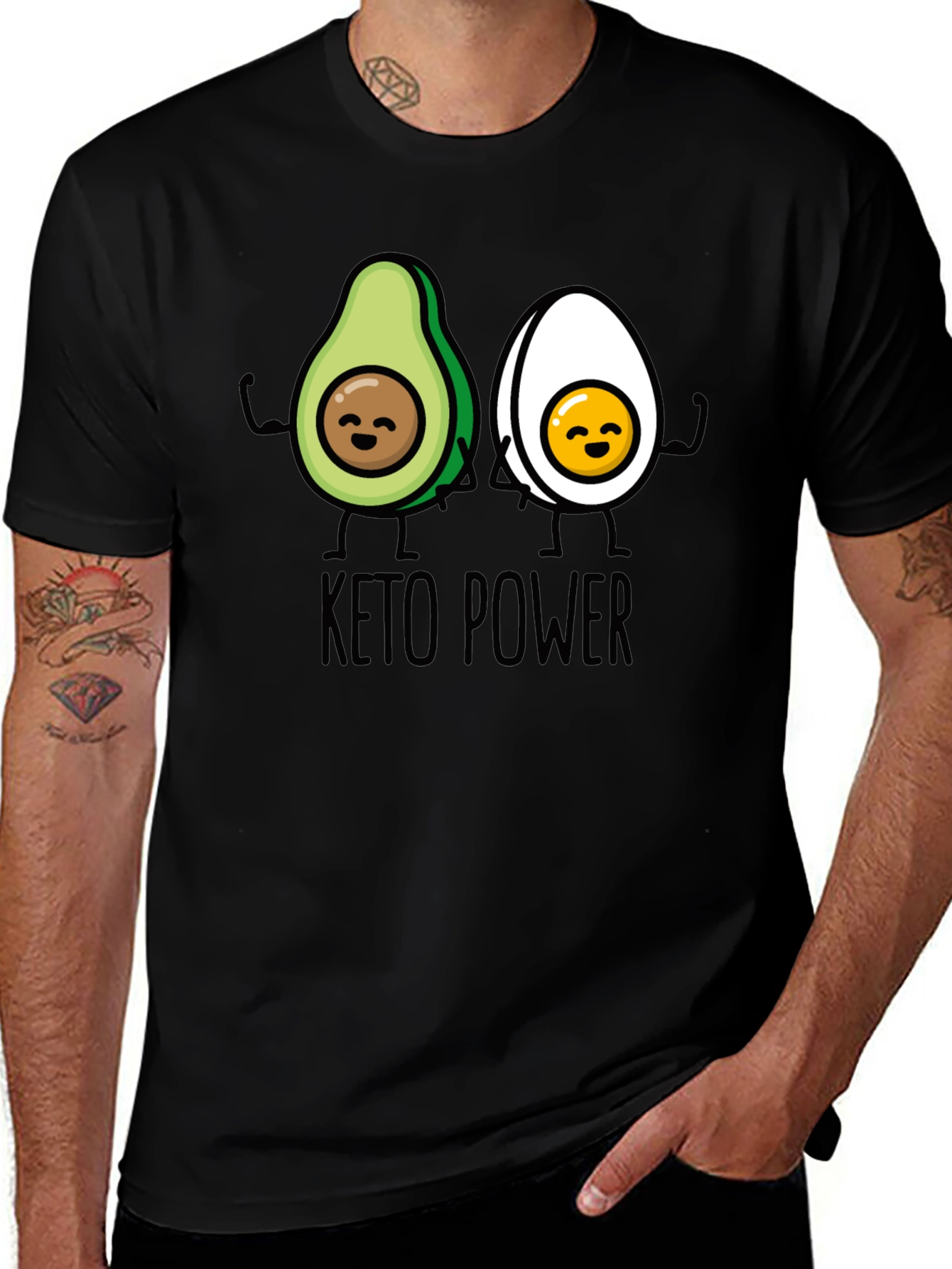 Variant 7 of Keto Power Avocado and Egg Black T-Shirt