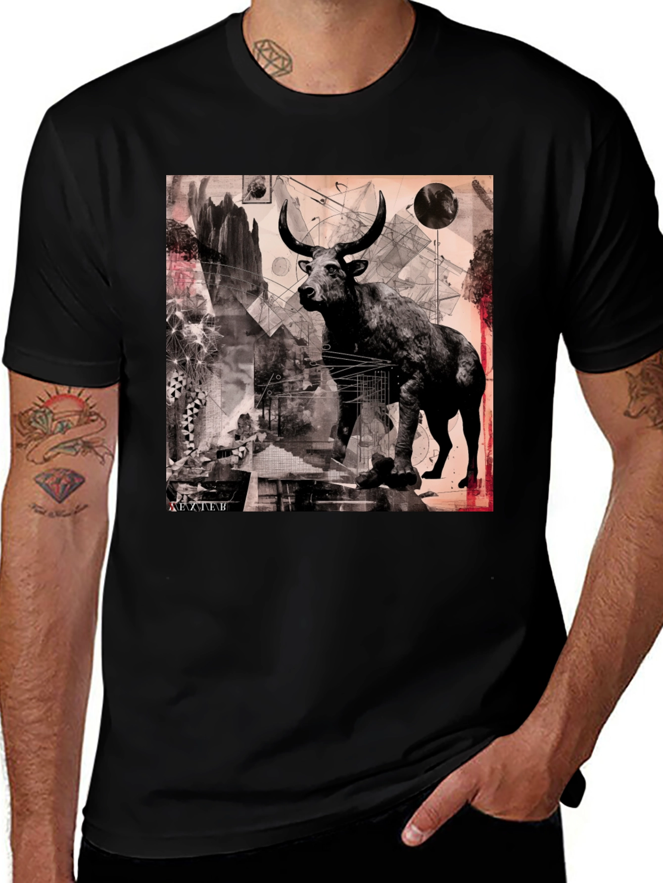 Variant 17 of Abstract Bull Graphic Tee - Modern Art T-Shirt