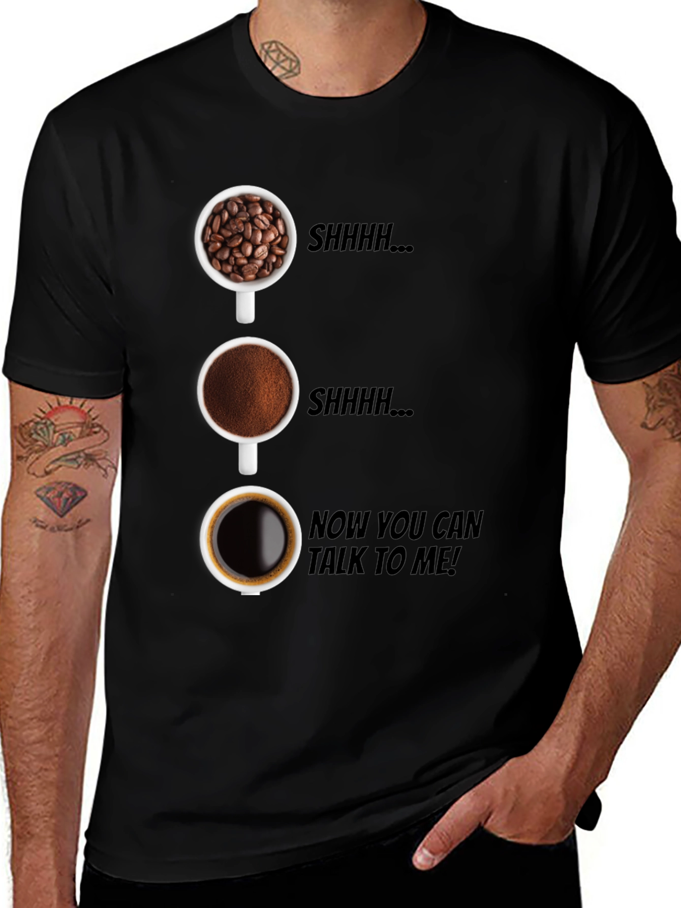 Variant 5 of Coffee Stages Men's Black T-Shirt - Talk to Me!