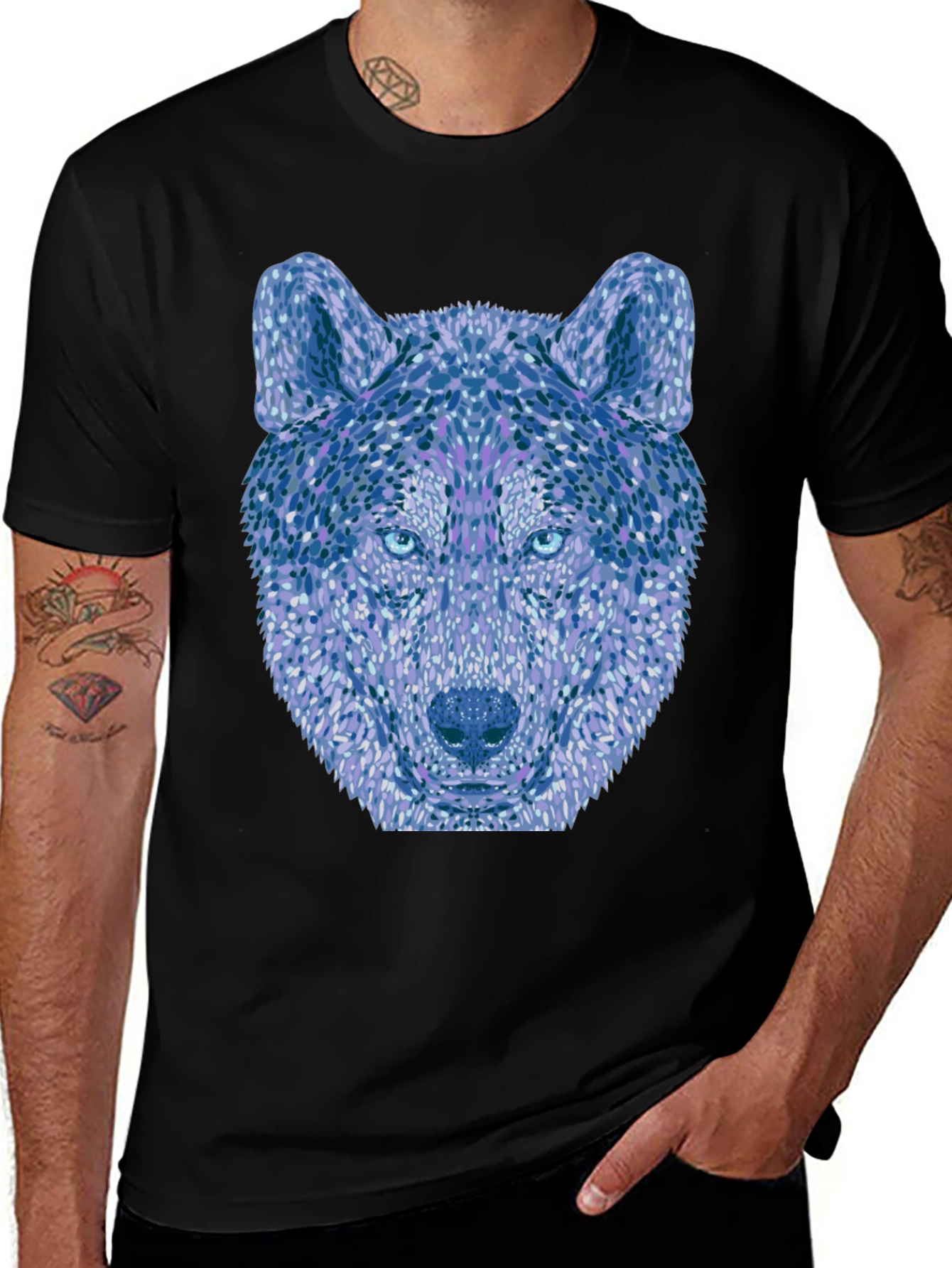 Variant 11 of Wolf Graphic Print Black T-Shirt