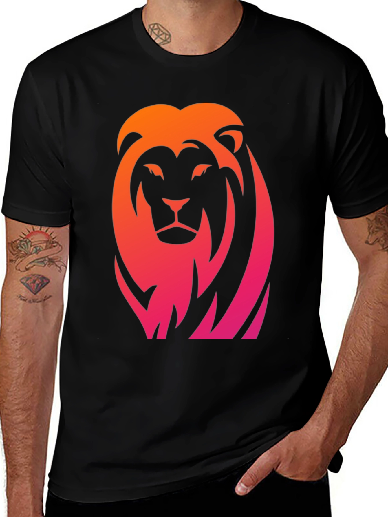 Variant 10 of Gradient Lion Graphic Black Tee