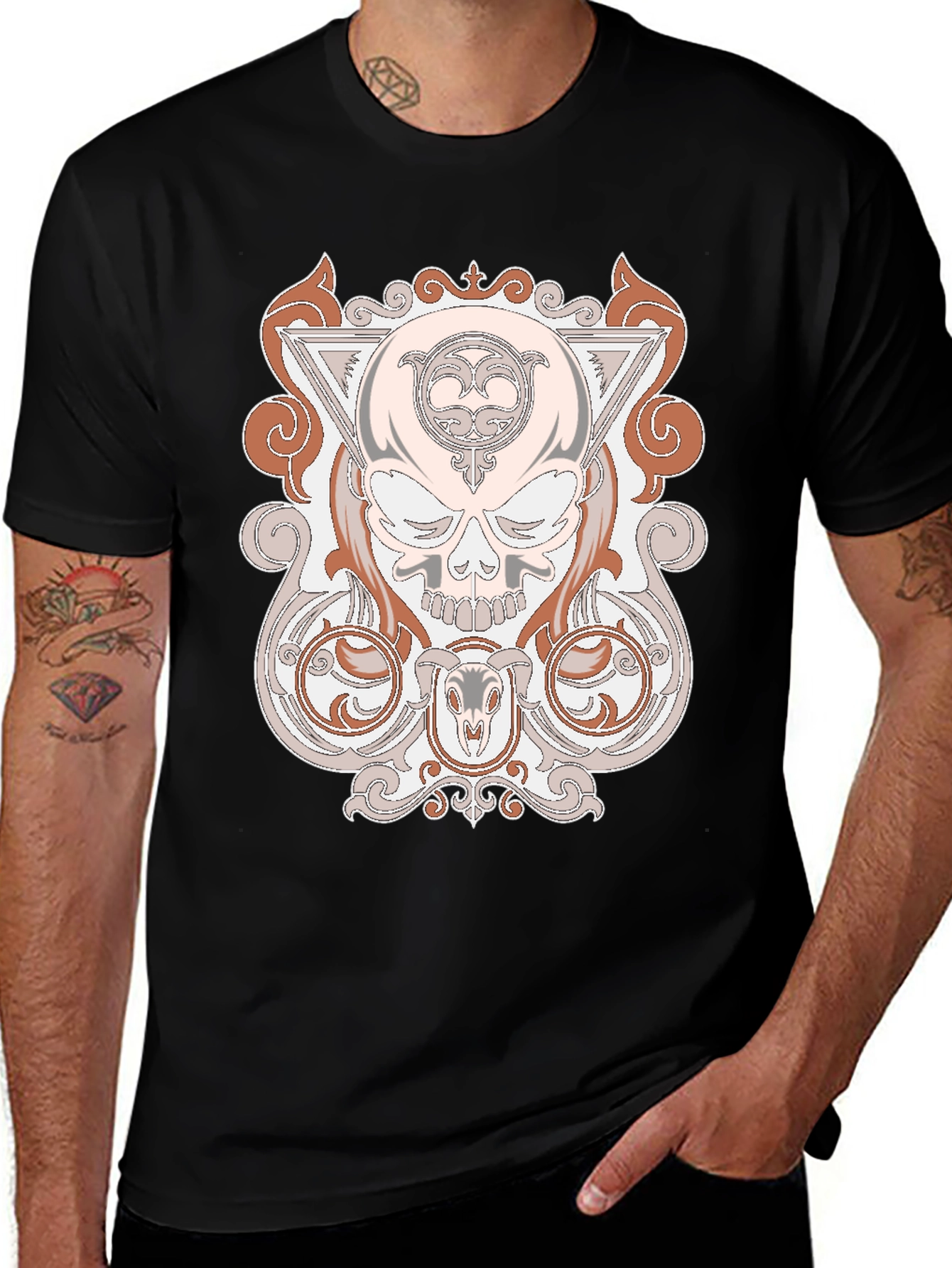 Variant 2 of Skull Graphic Print Black T-Shirt