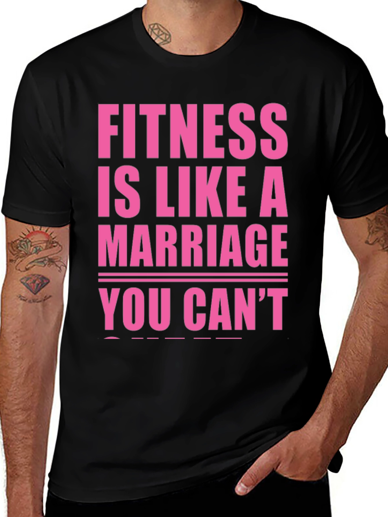 Black Fitness is Like a Marriage T-Shirt main image