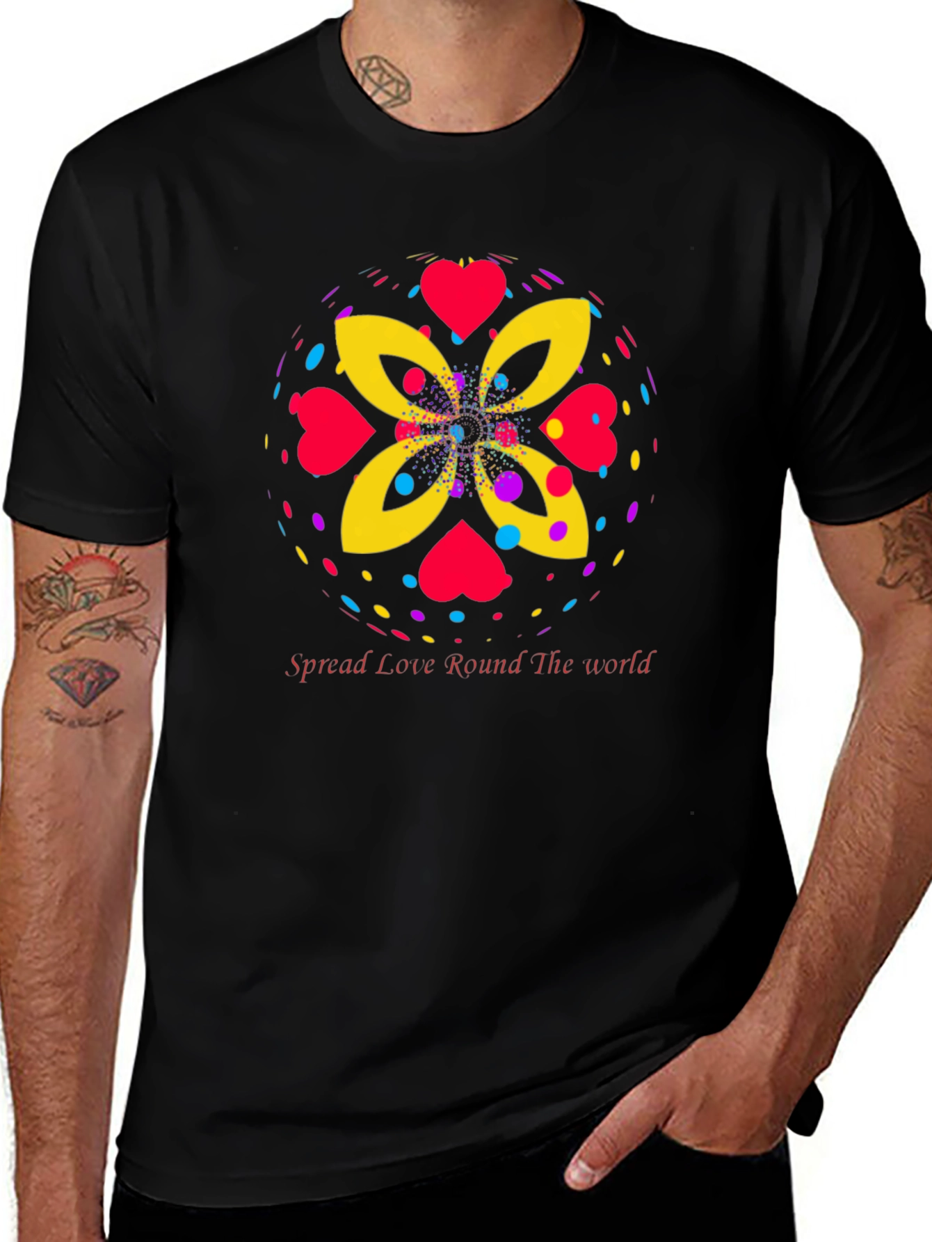 Variant 8 of Spread Love Tee - Colorful Heart Design