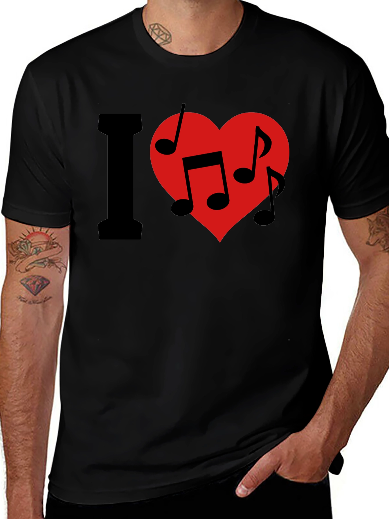 Variant 28 of I Love Music T-Shirt - Crew Neck - Black