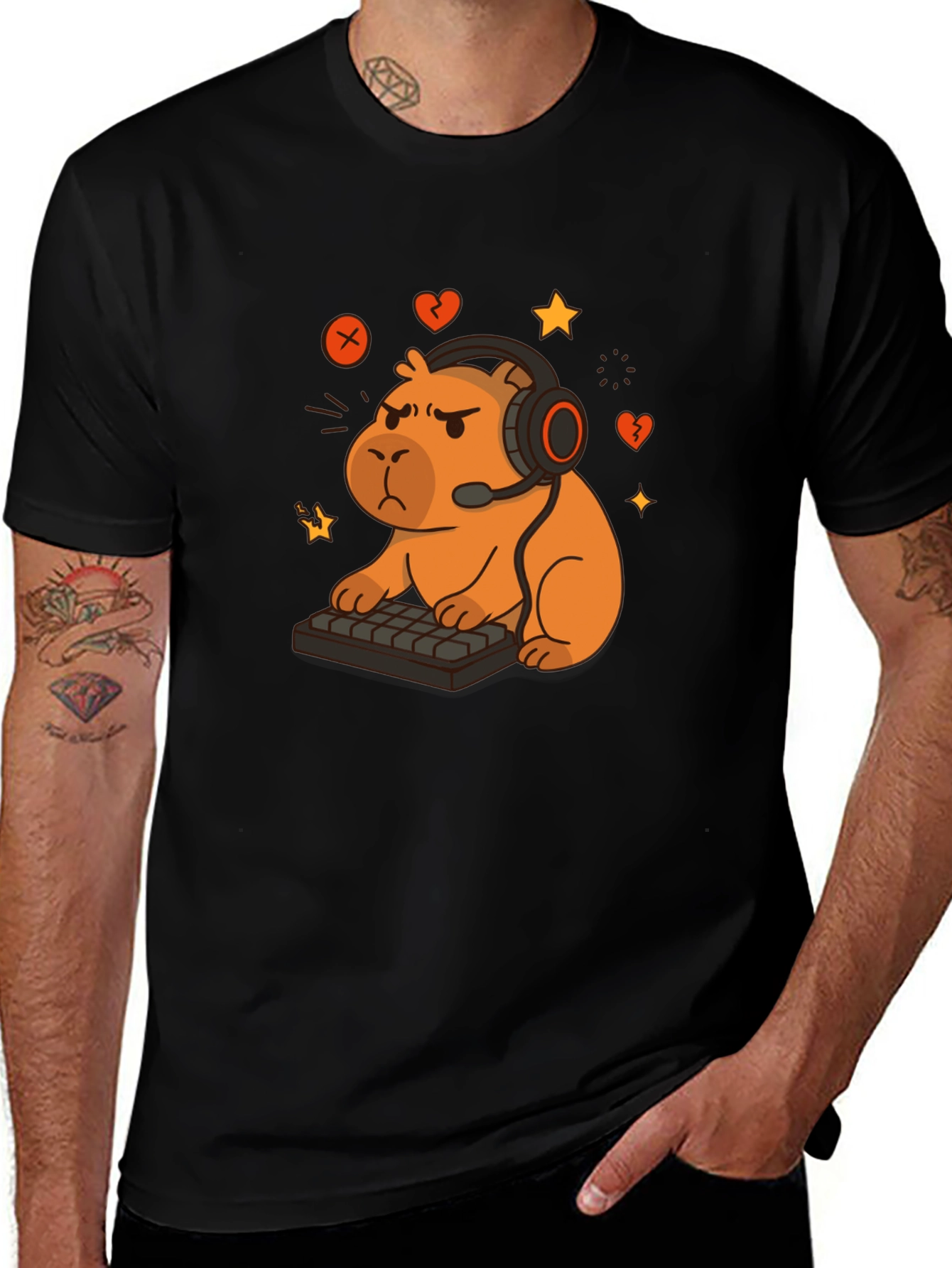 Variant 21 of Gamer Capybara Black T-Shirt