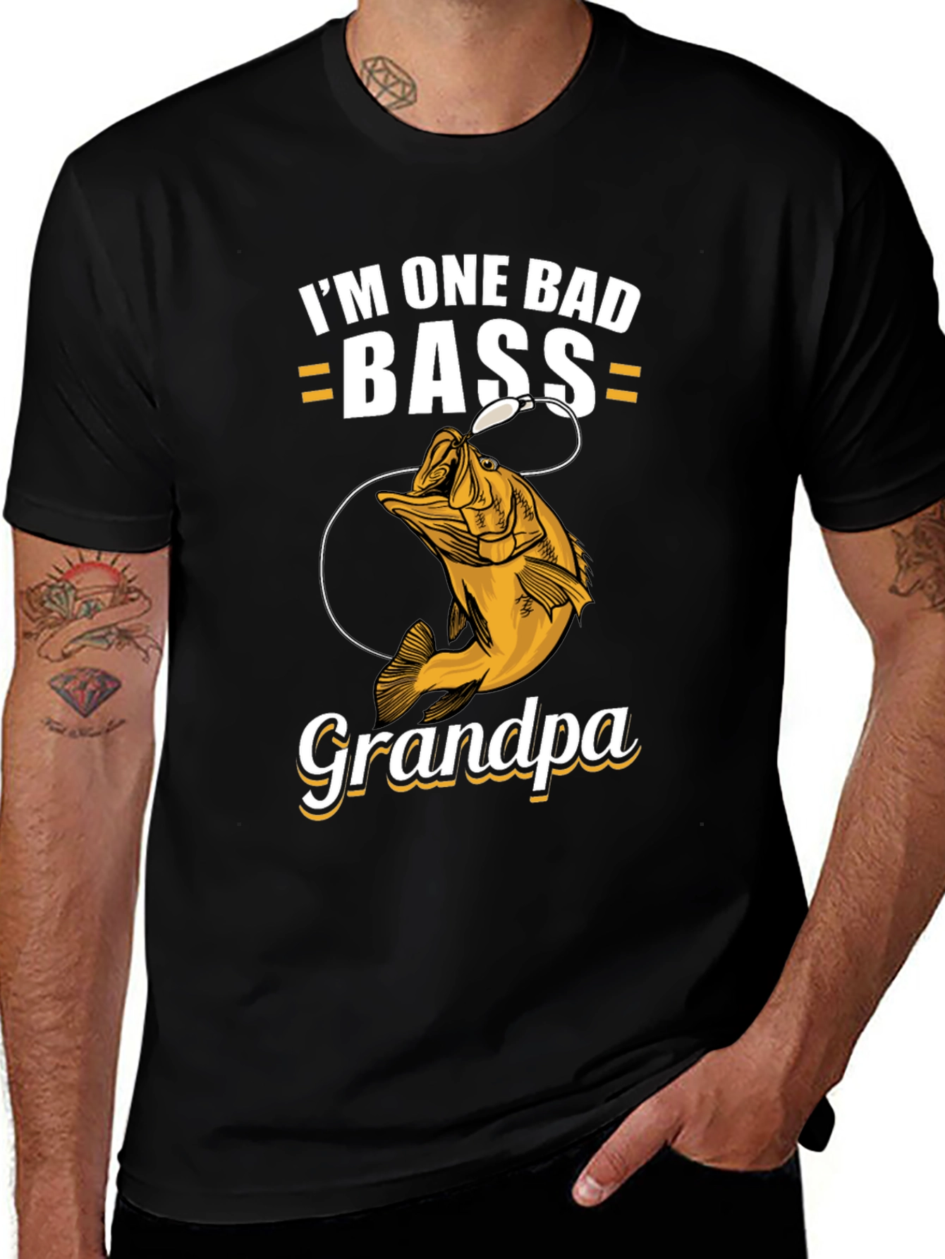 Variant 30 of I'm One Bad Bass Grandpa T-Shirt Fishing