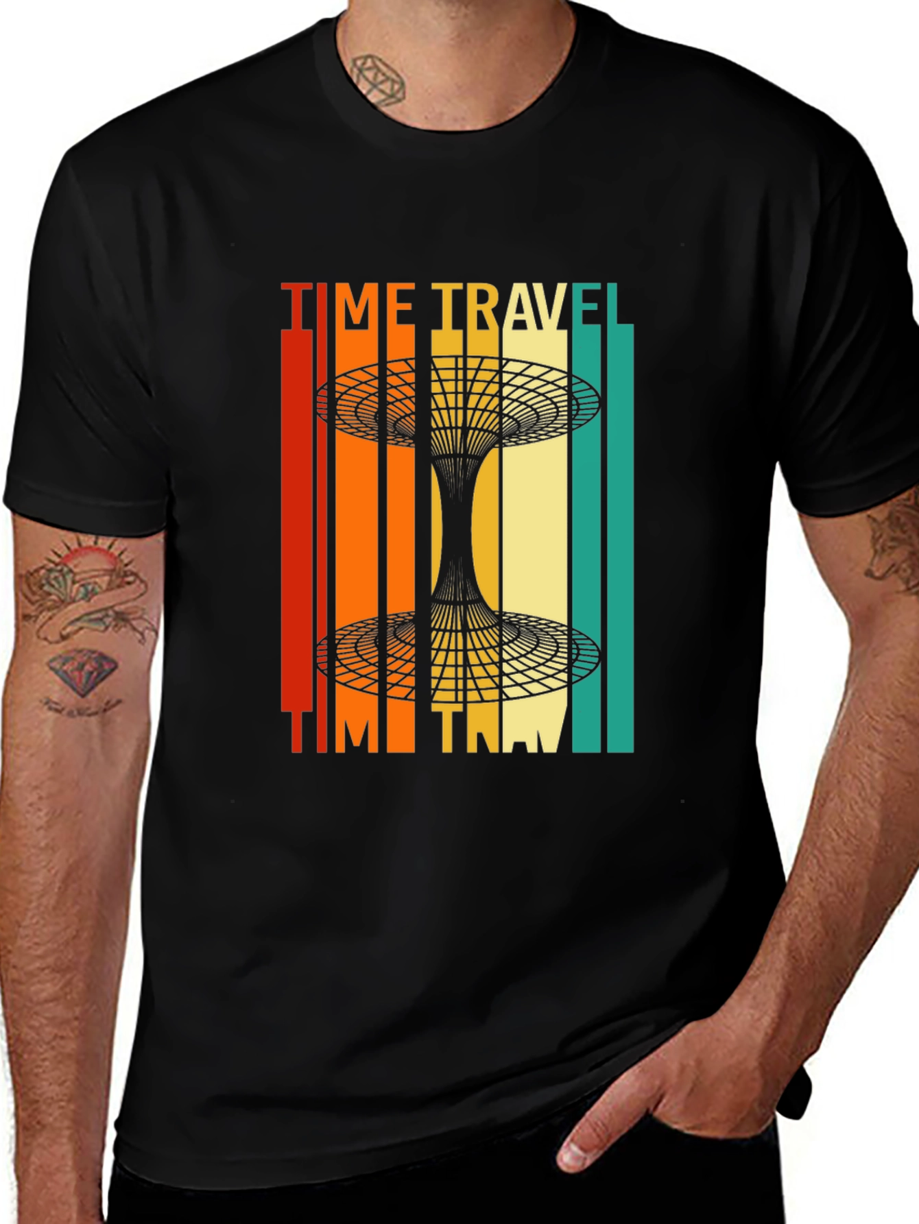 Retro Time Travel T-Shirt - Wormhole Design