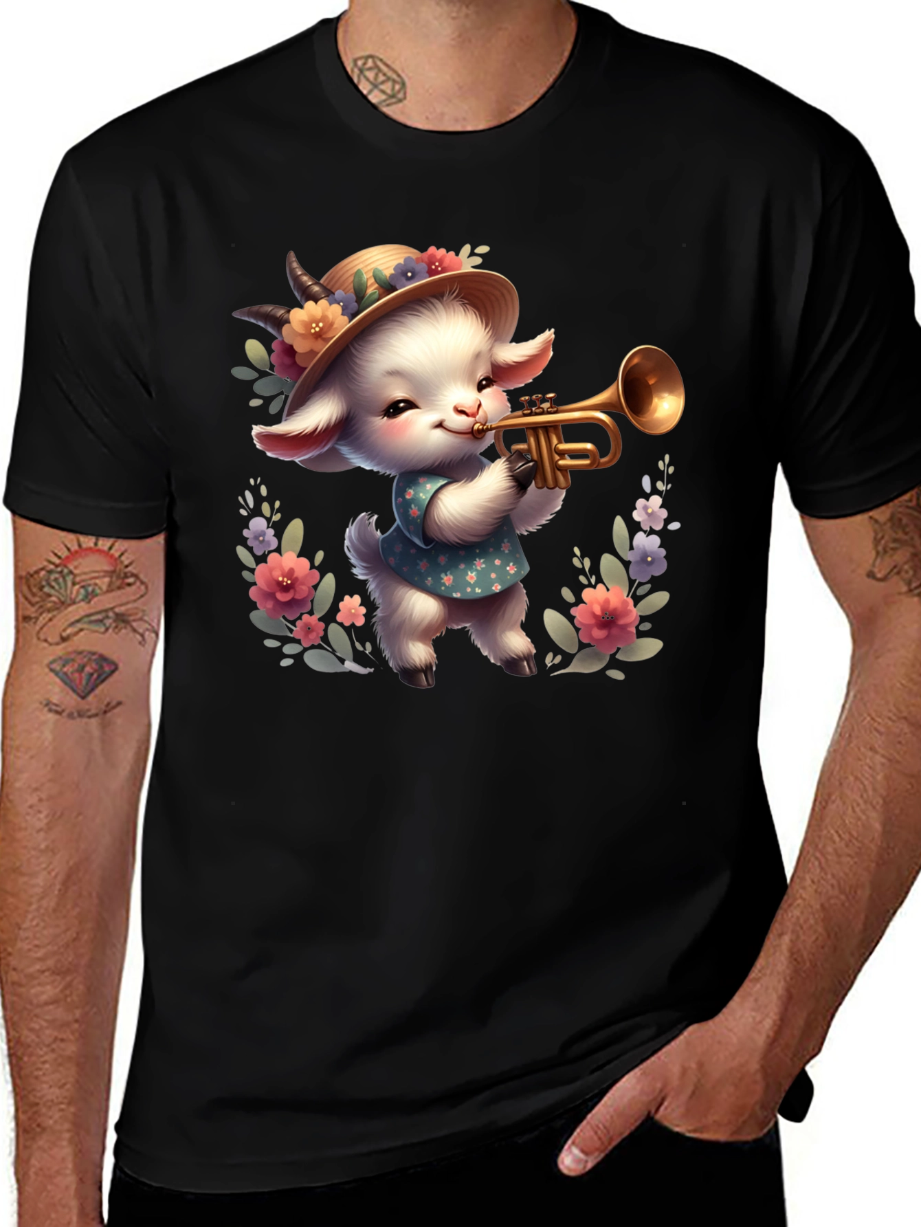 Goat Trumpet T-Shirt - Whimsical Animal Tee