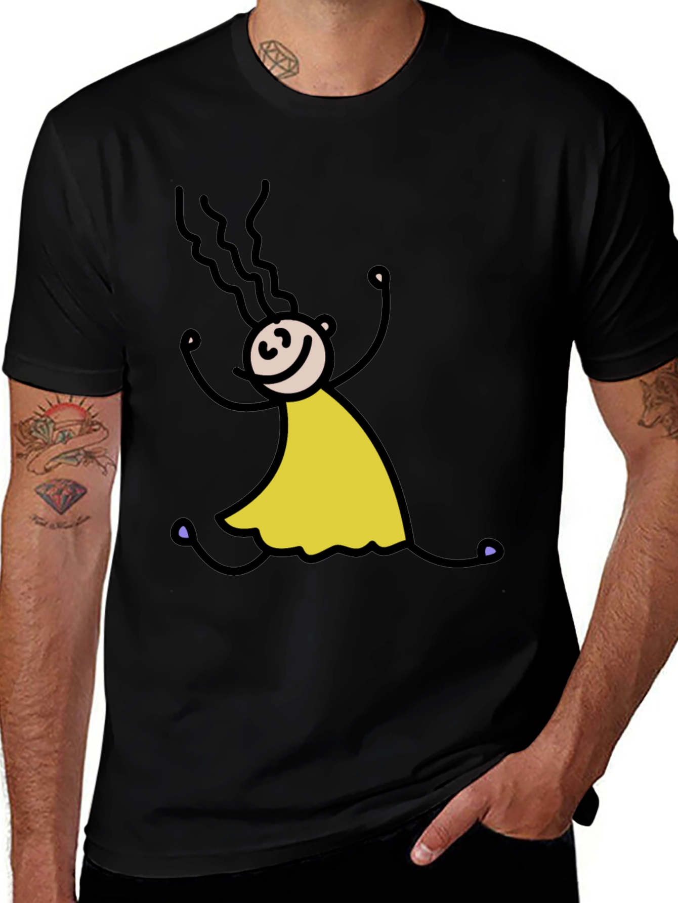 Variant 14 of Stick Figure Girl Tee - Fun Black T-Shirt