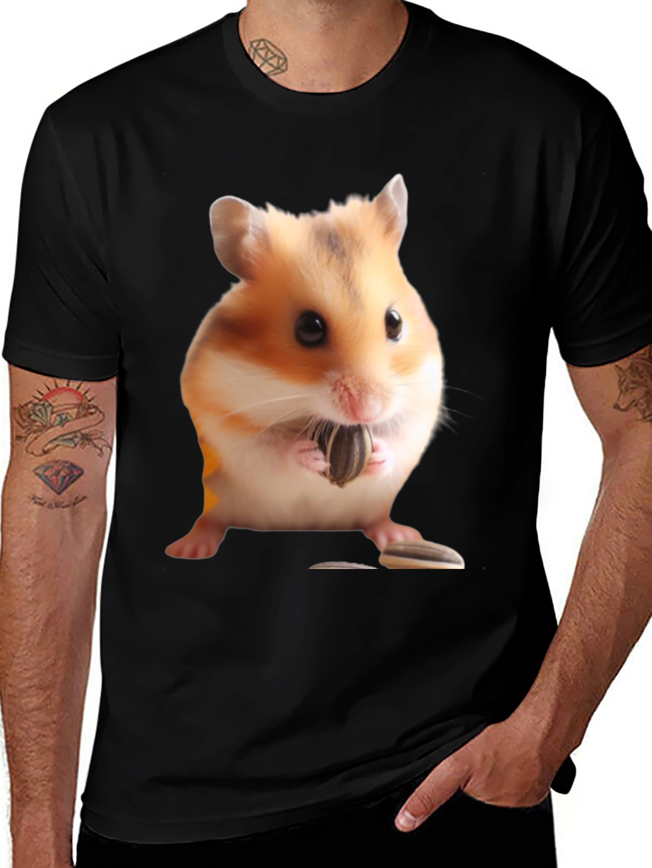 Variant 23 of Hamster Seed Graphic T-Shirt, Mens Black Tee