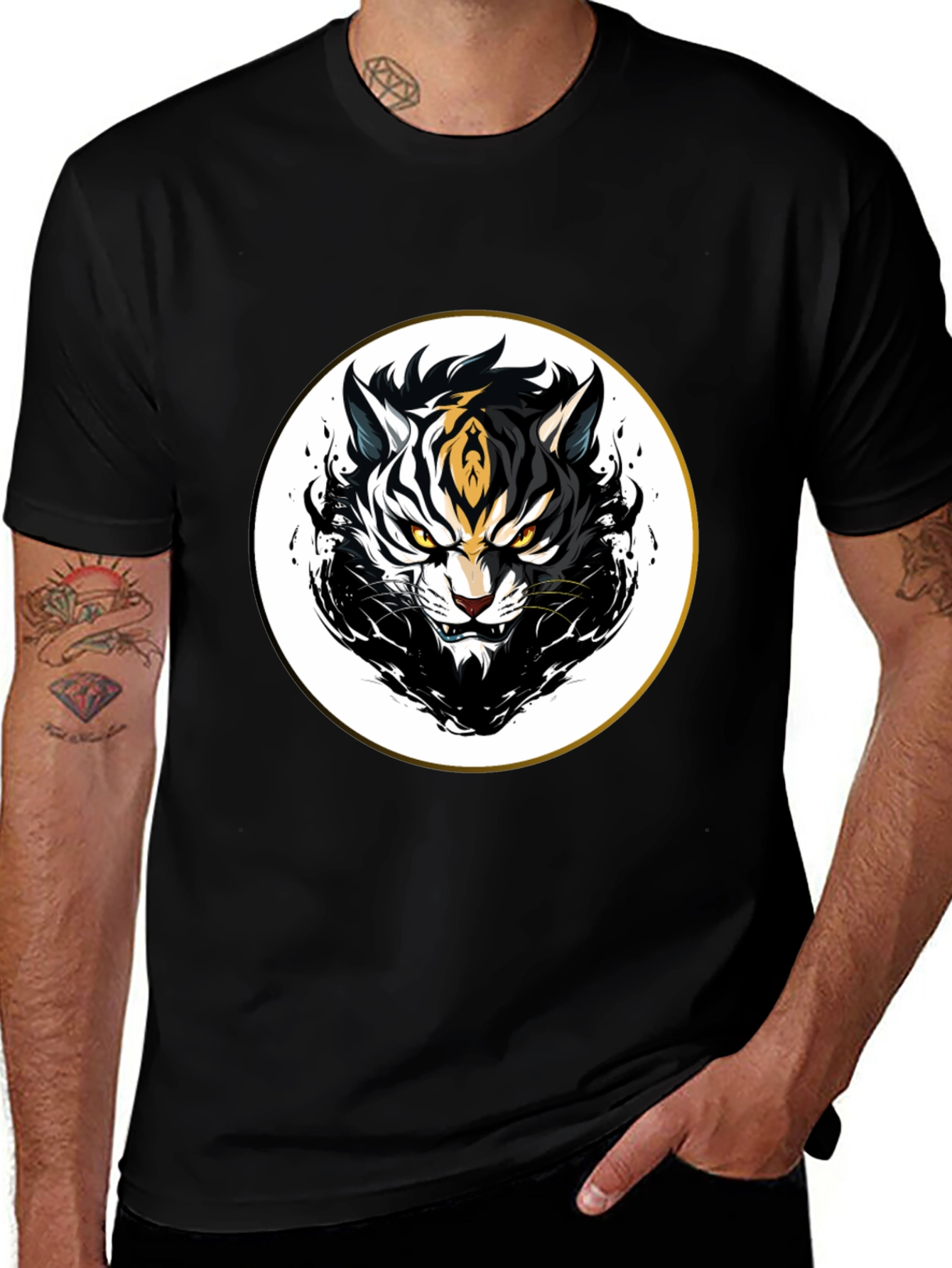 Variant 9 of Tiger Graphic Print Black T-Shirt
