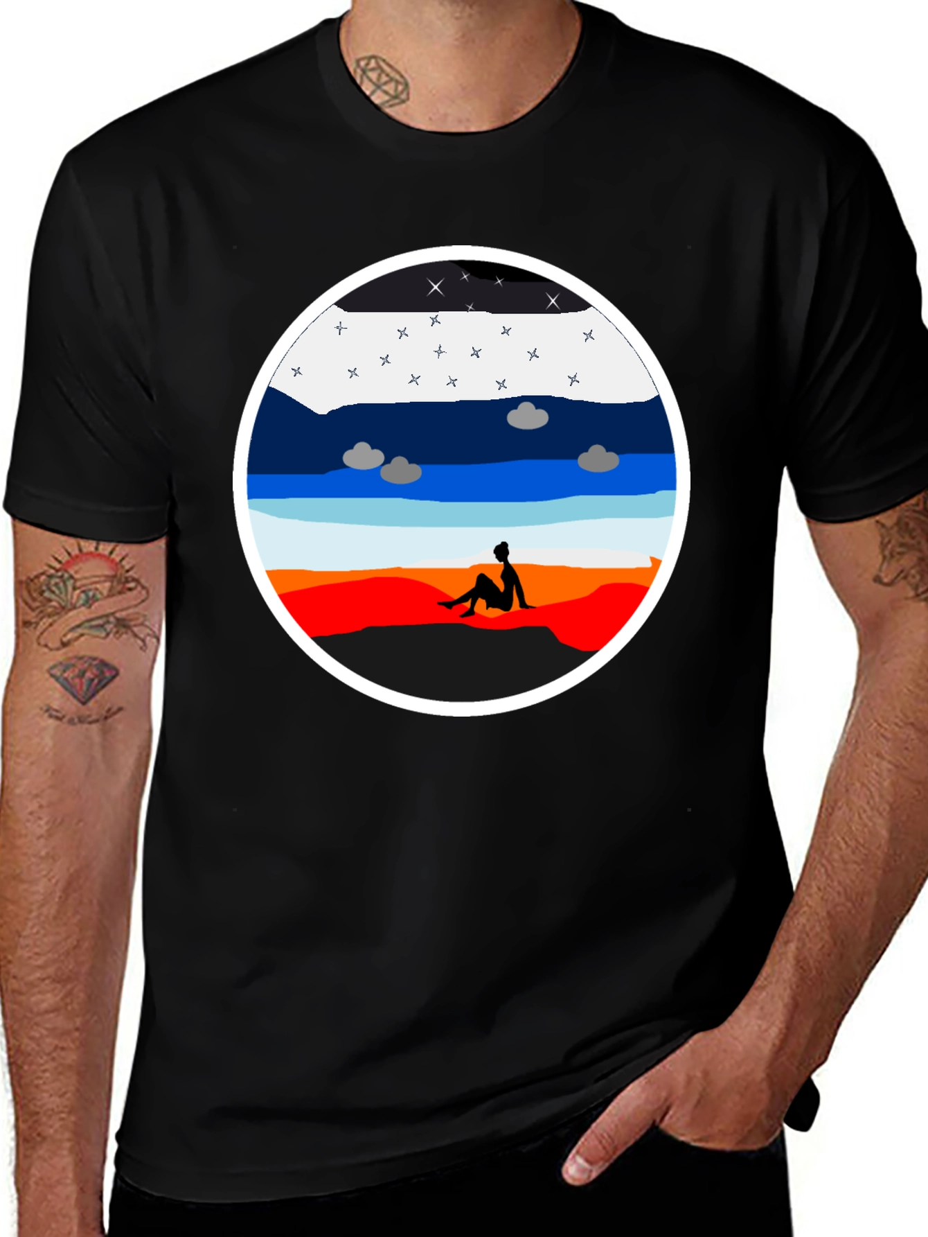 Variant 23 of Sunset Silhouette Graphic Tee - Unisex Black T-Shirt