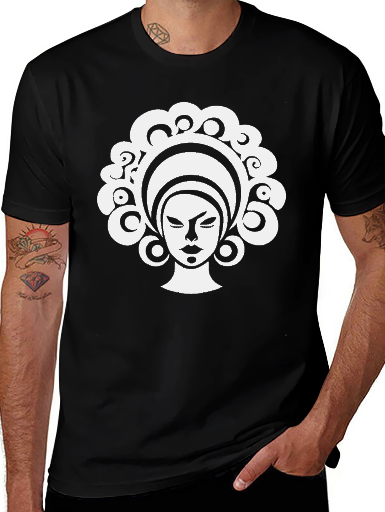 Variant 7 of Black T-Shirt with Afro Woman Graphic