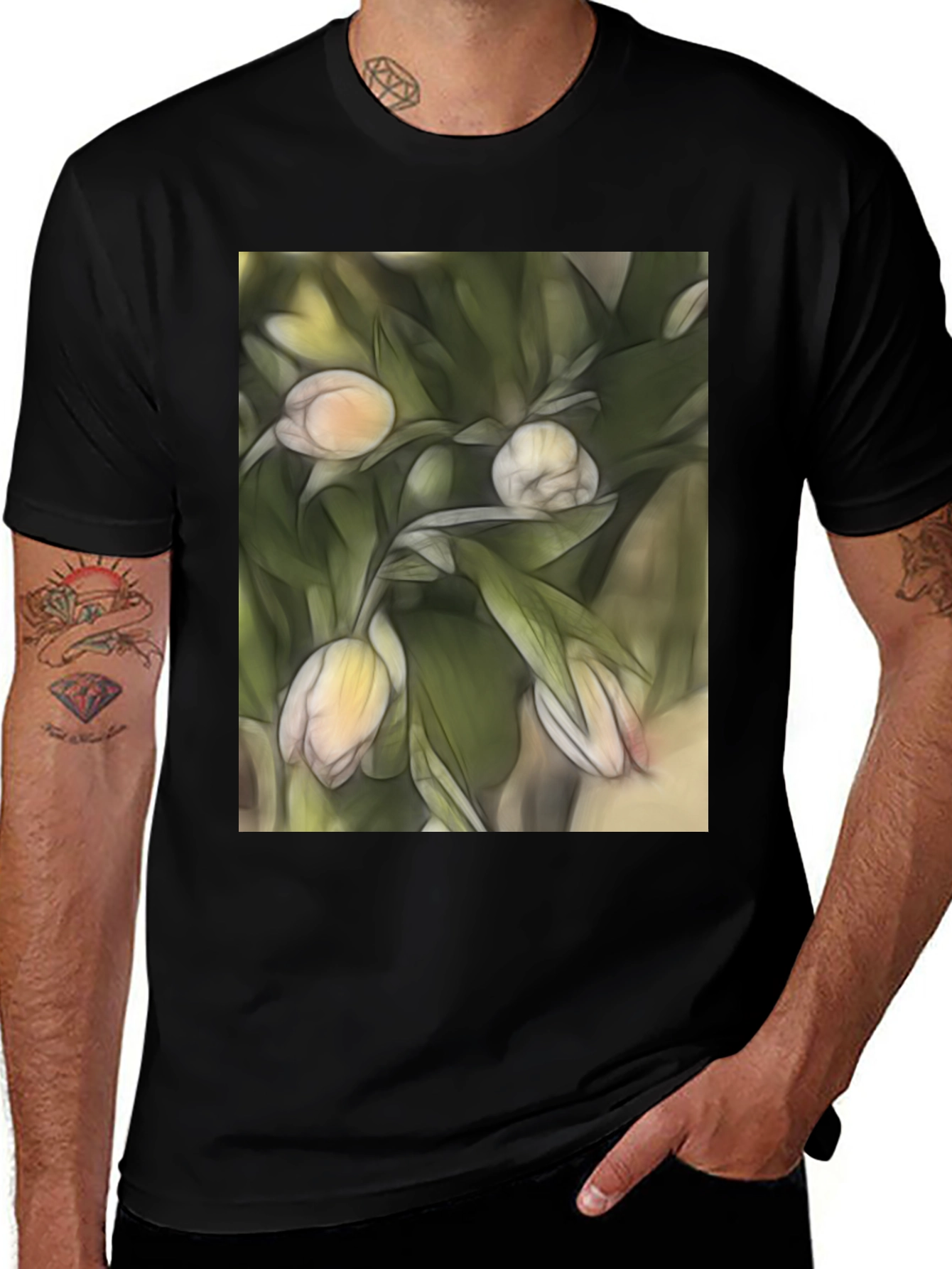 Variant 29 of Floral Sketch T-Shirt: Artistic Casual Wear