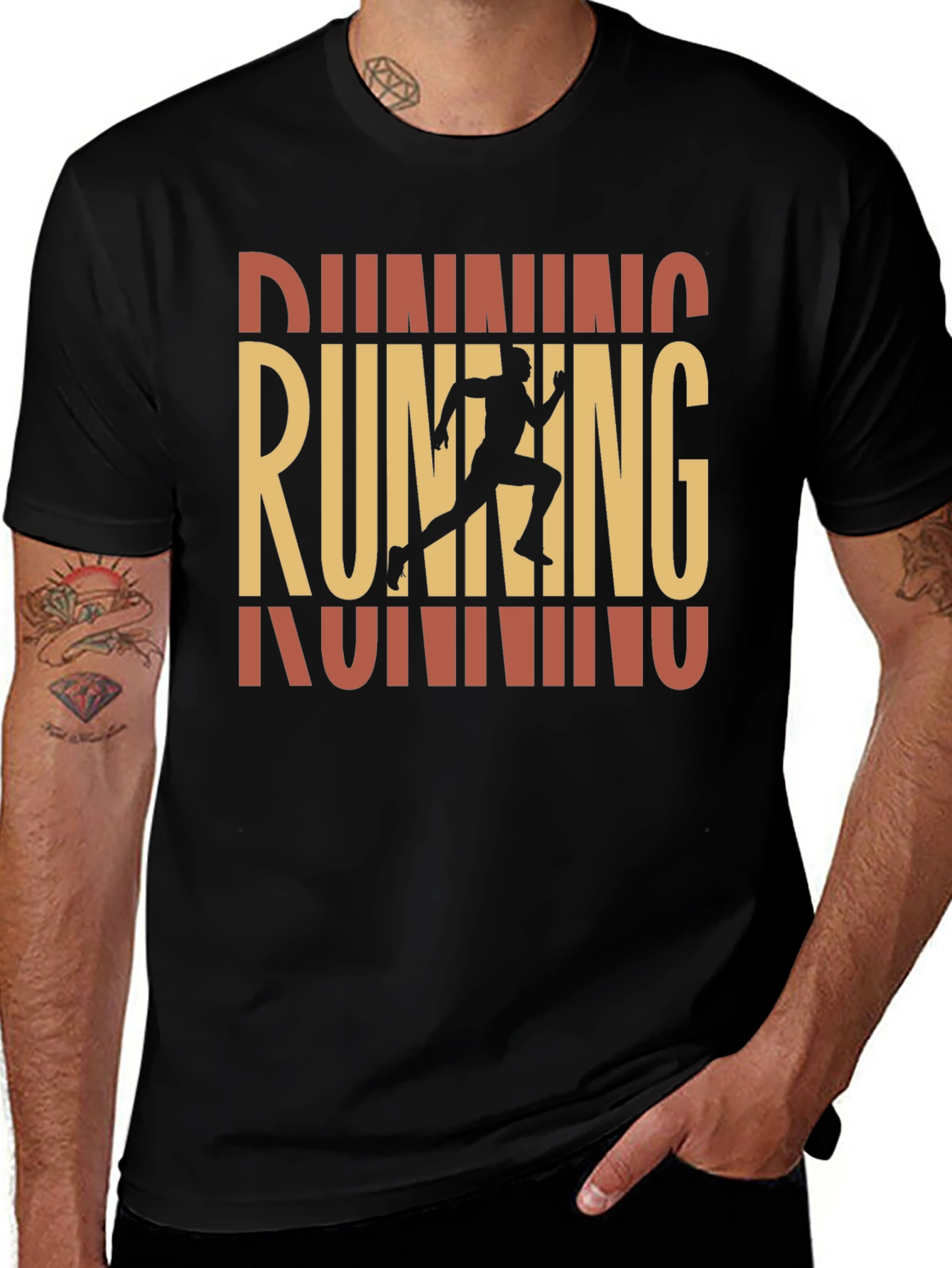 Variant 26 of Running Graphic Print Black T-Shirt