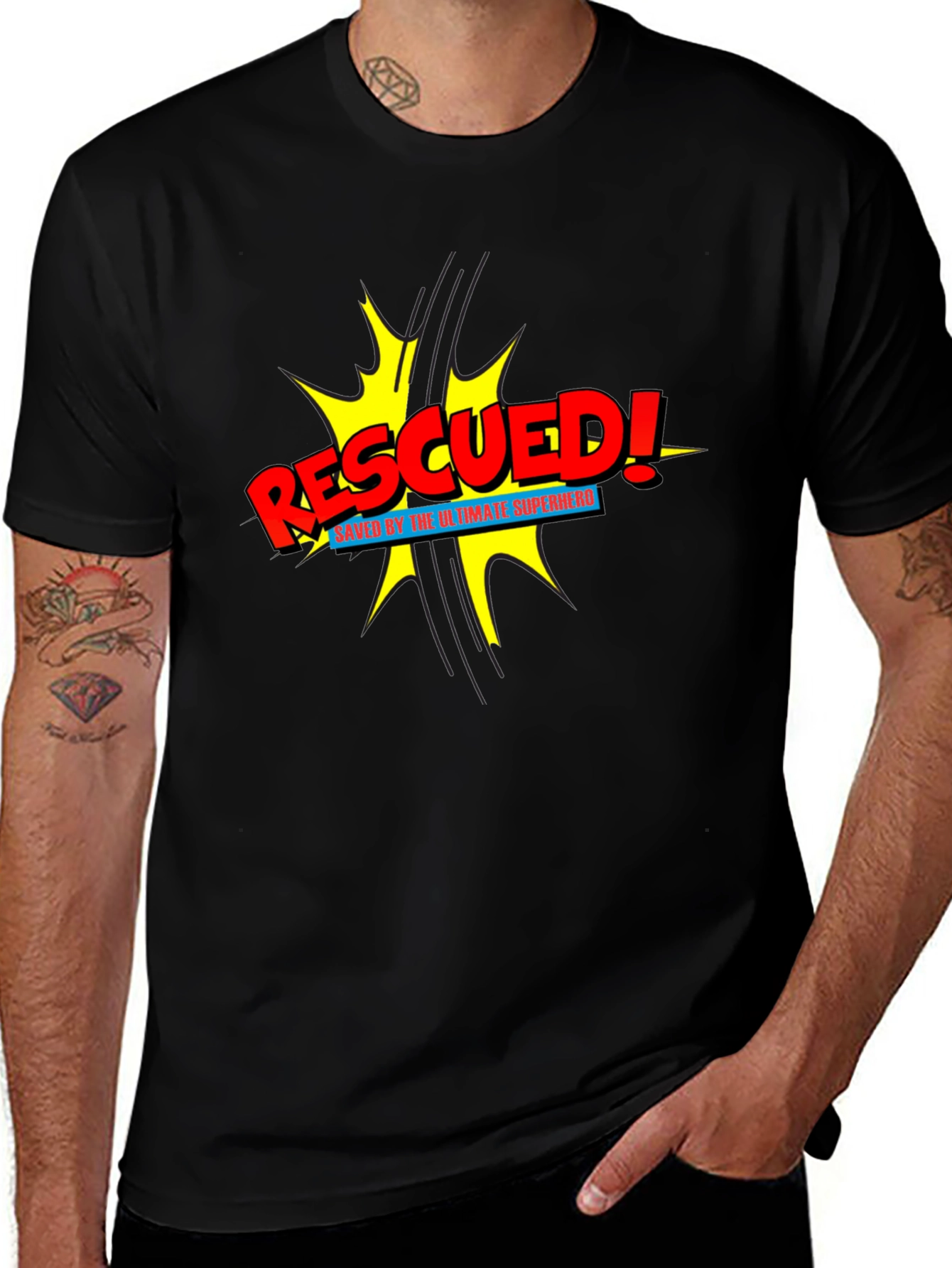 Rescued! Graphic Tee - Ultimate Superhero Fan Shirt