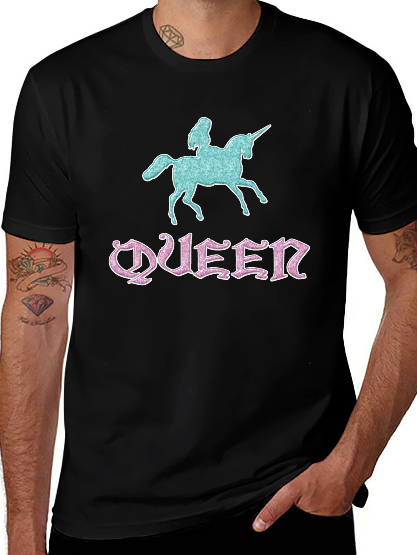 Variant 23 of Queen Unicorn Graphic Black T-Shirt