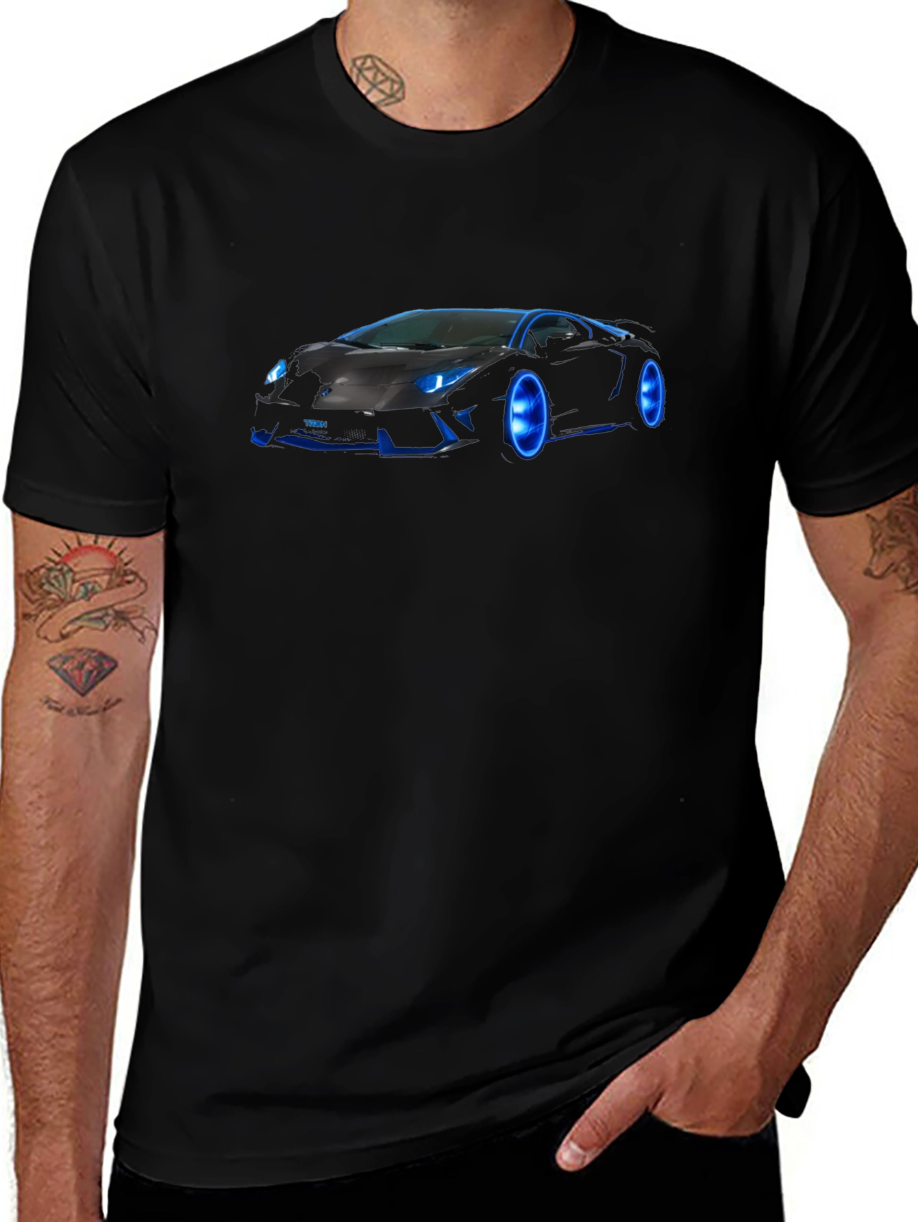 Variant 21 of Neon Car Graphic Tee - Stylish Black T-Shirt