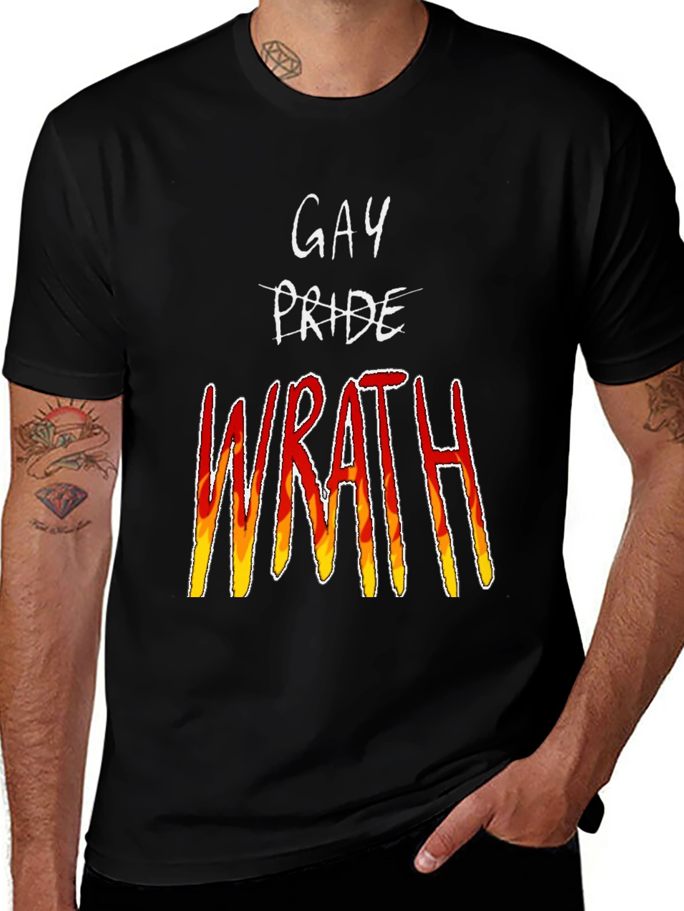 Variant 27 of Gay Wrath T-Shirt - Fiery Pride Design