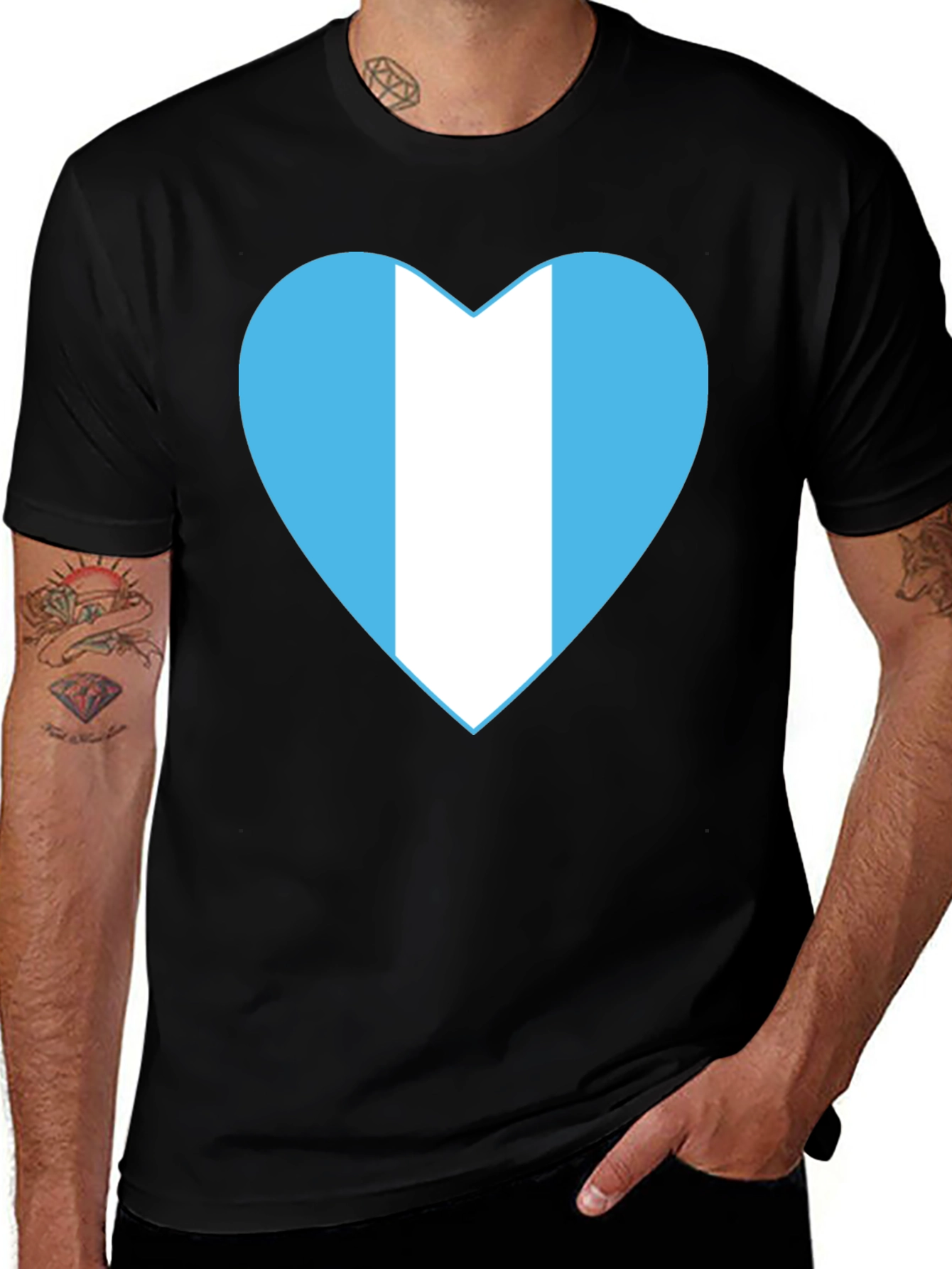 Guatemala Heart Flag T-Shirt - Black Cotton Tee