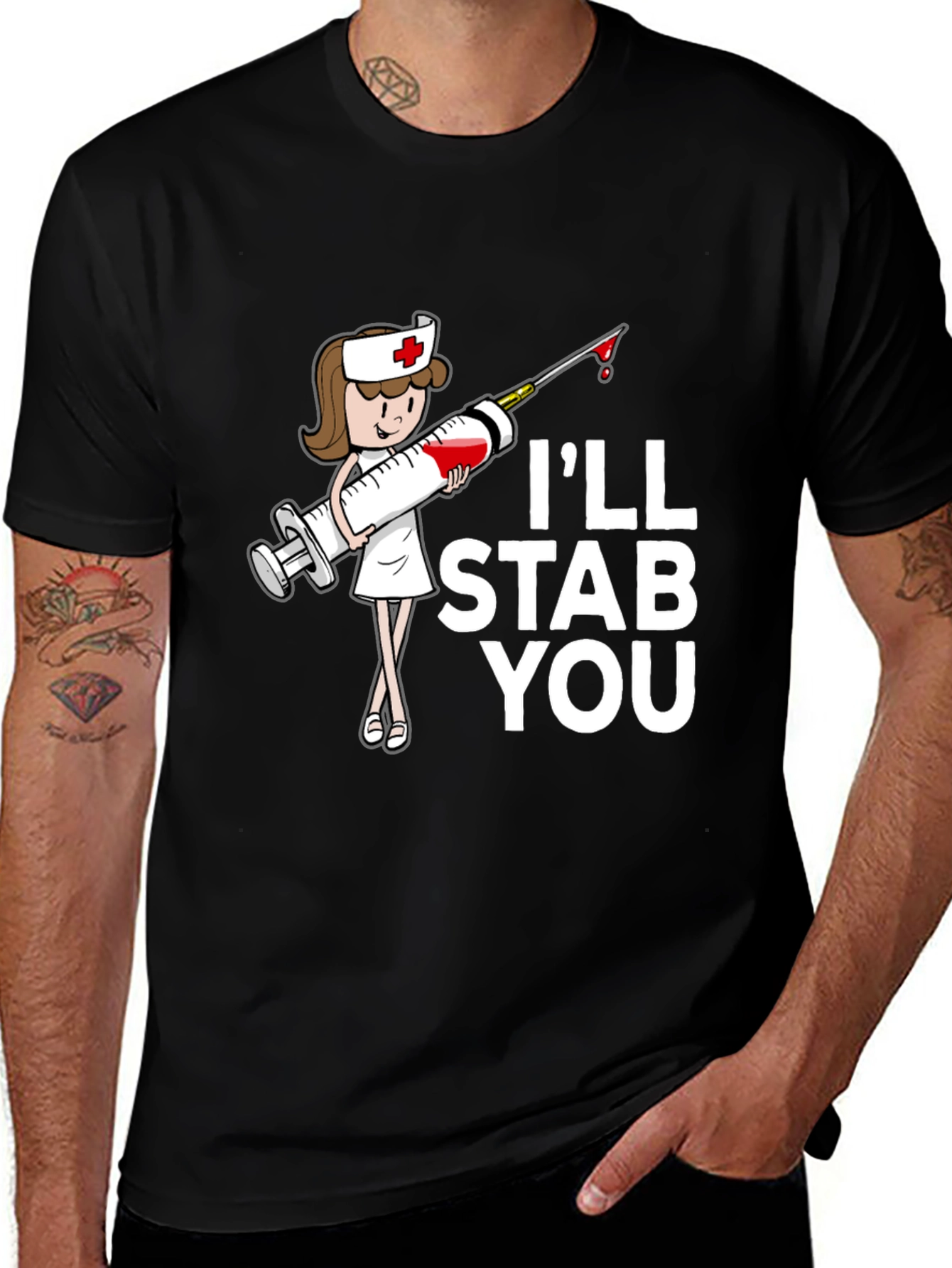 Variant 22 of I'll Stab You Nurse T-Shirt - Funny Graphic Tee