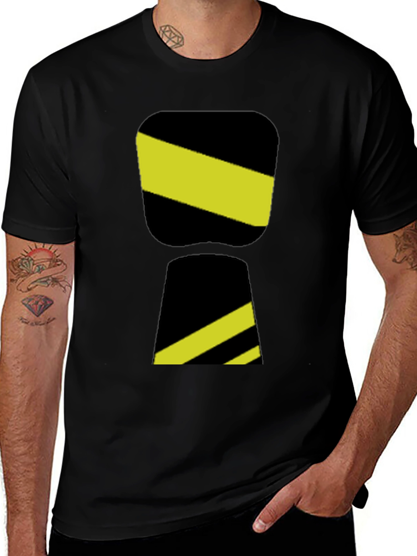 Variant 15 of Abstract Graphic T-Shirt - Black with Yellow Stripes