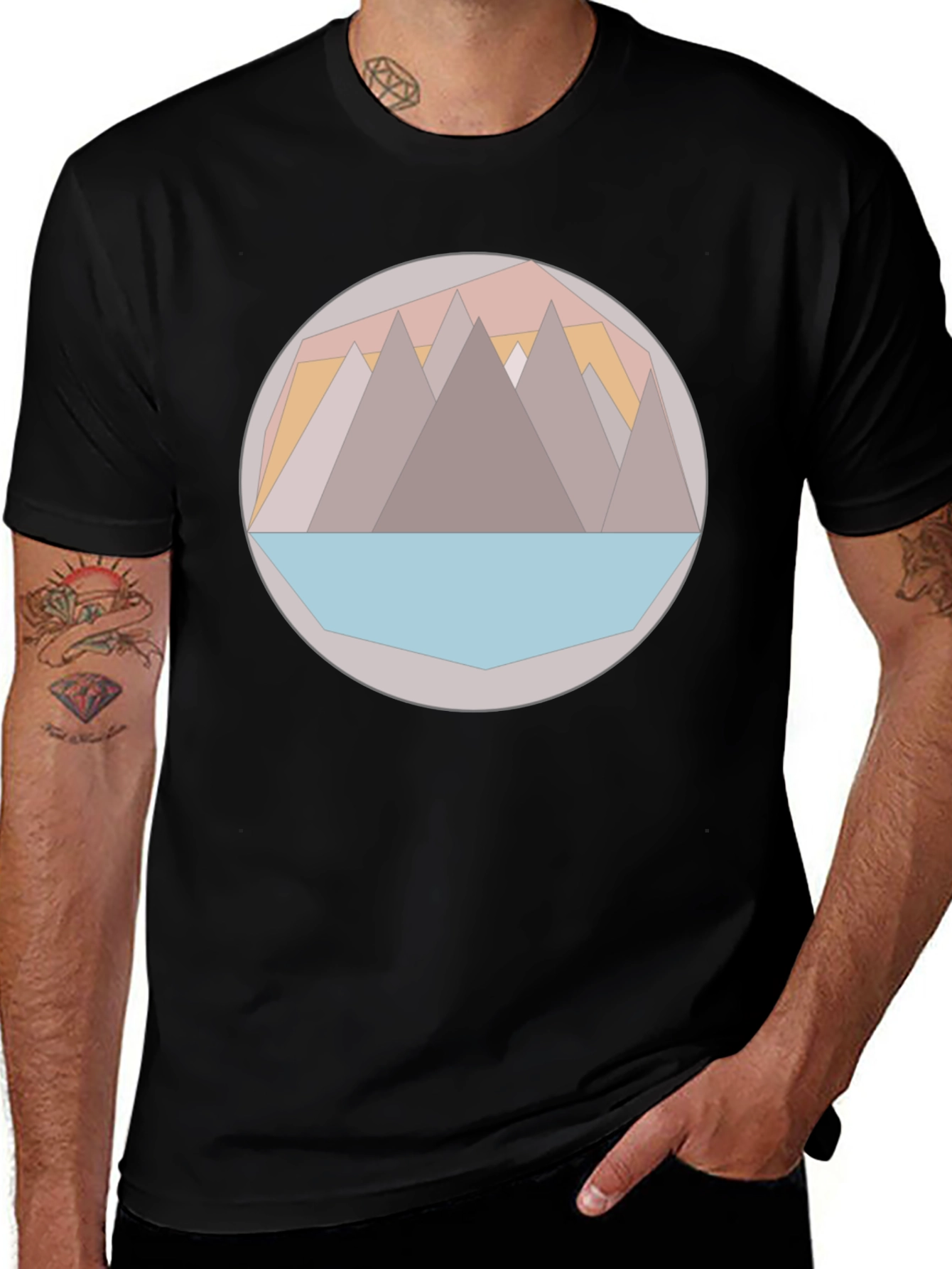 Variant 13 of Geometric Mountain Lake T-Shirt