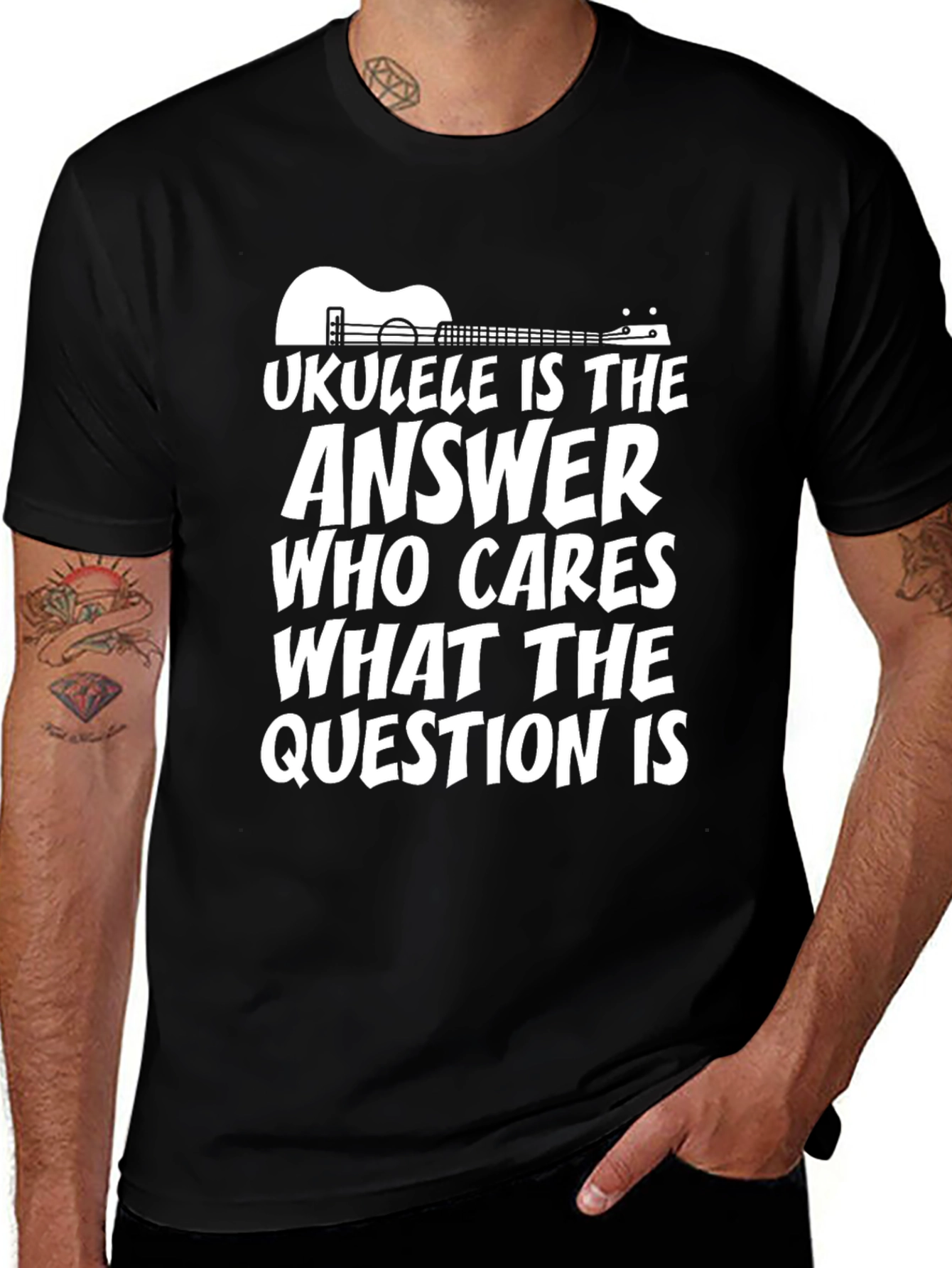 Variant 24 of Ukulele Answer T-Shirt Funny Music Tee