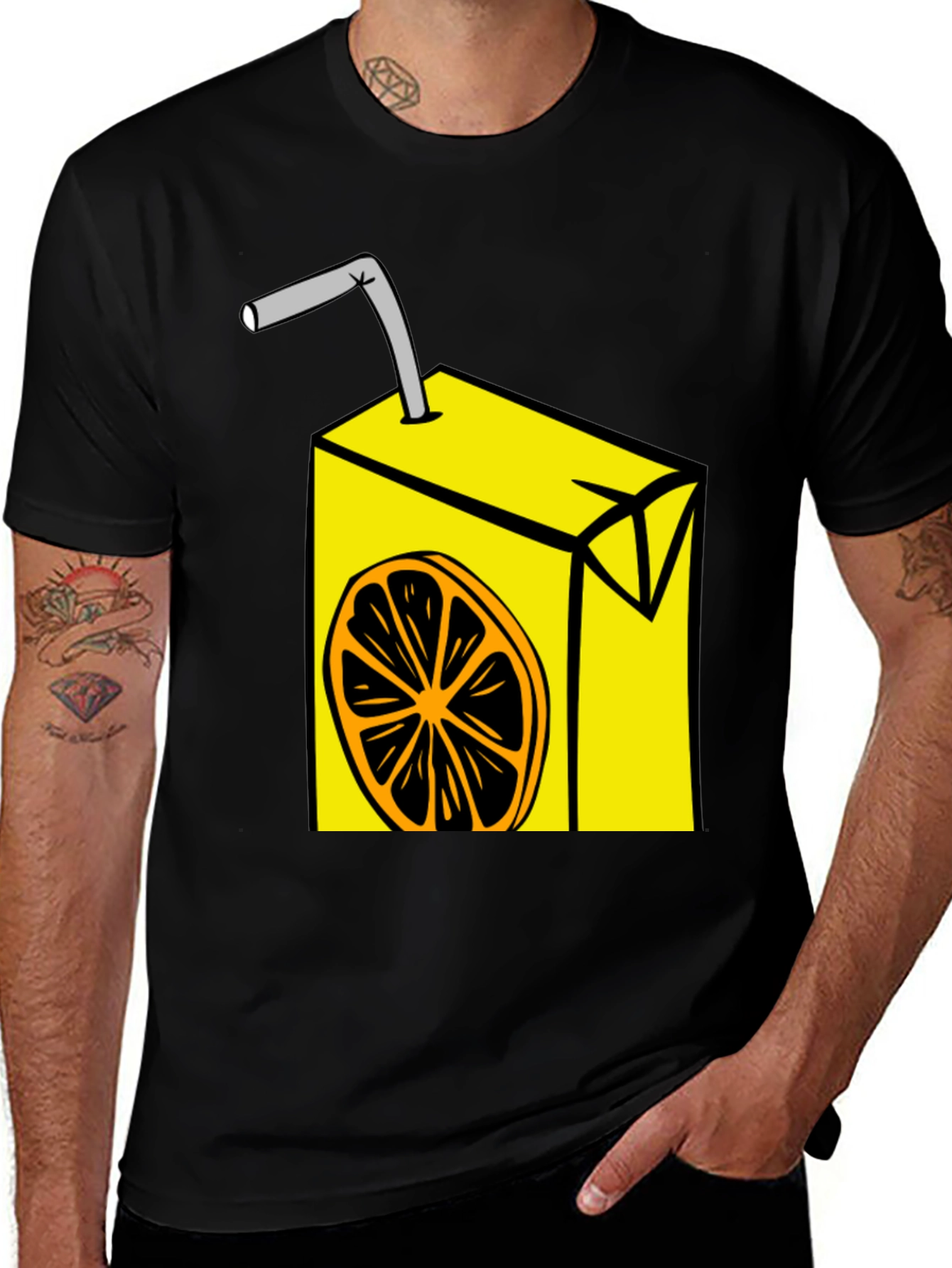 Variant 4 of Funny Orange Juice Box Graphic Print Men's T-Shirt