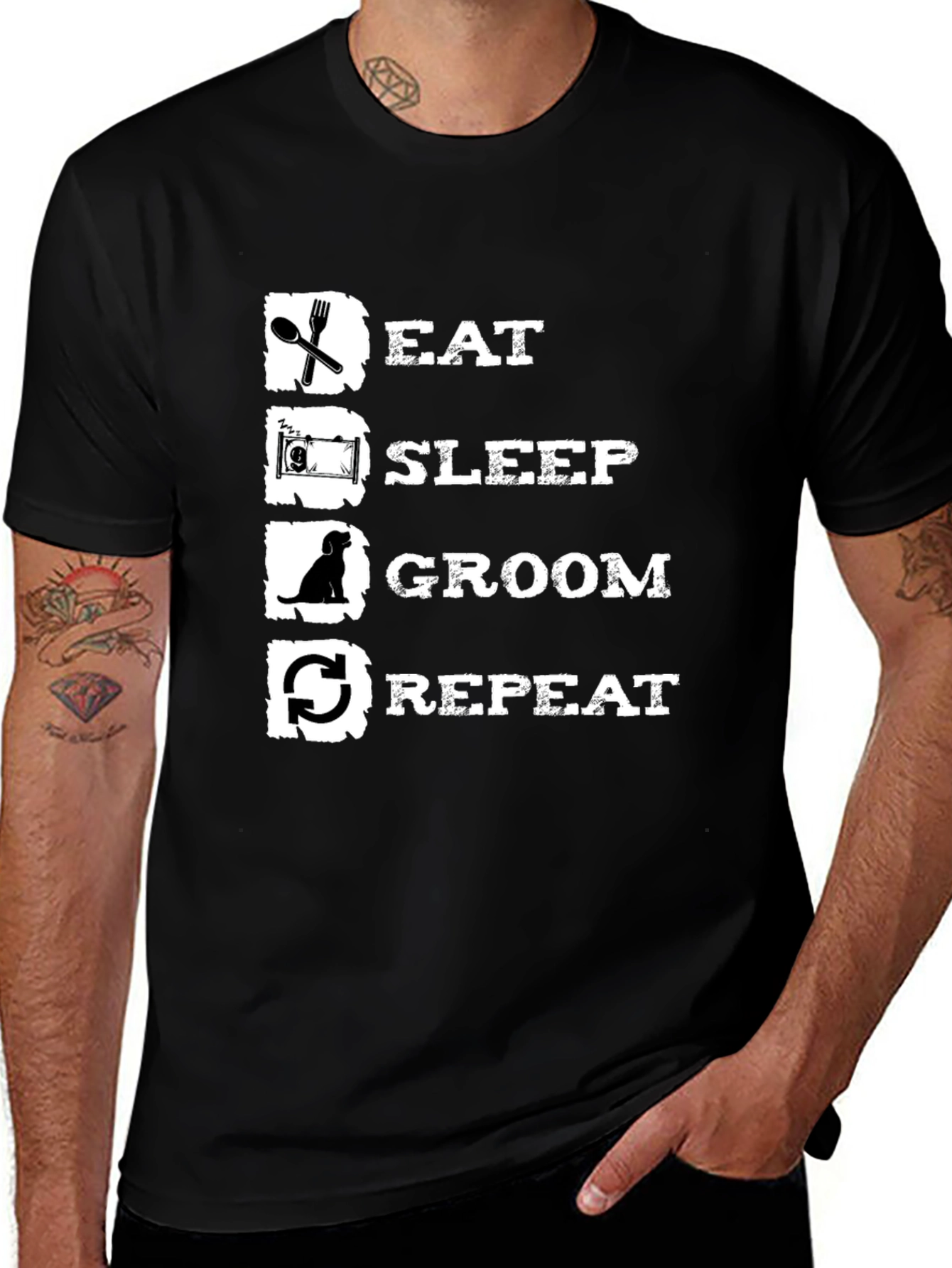 Variant 21 of Eat Sleep Groom Repeat Black T-Shirt