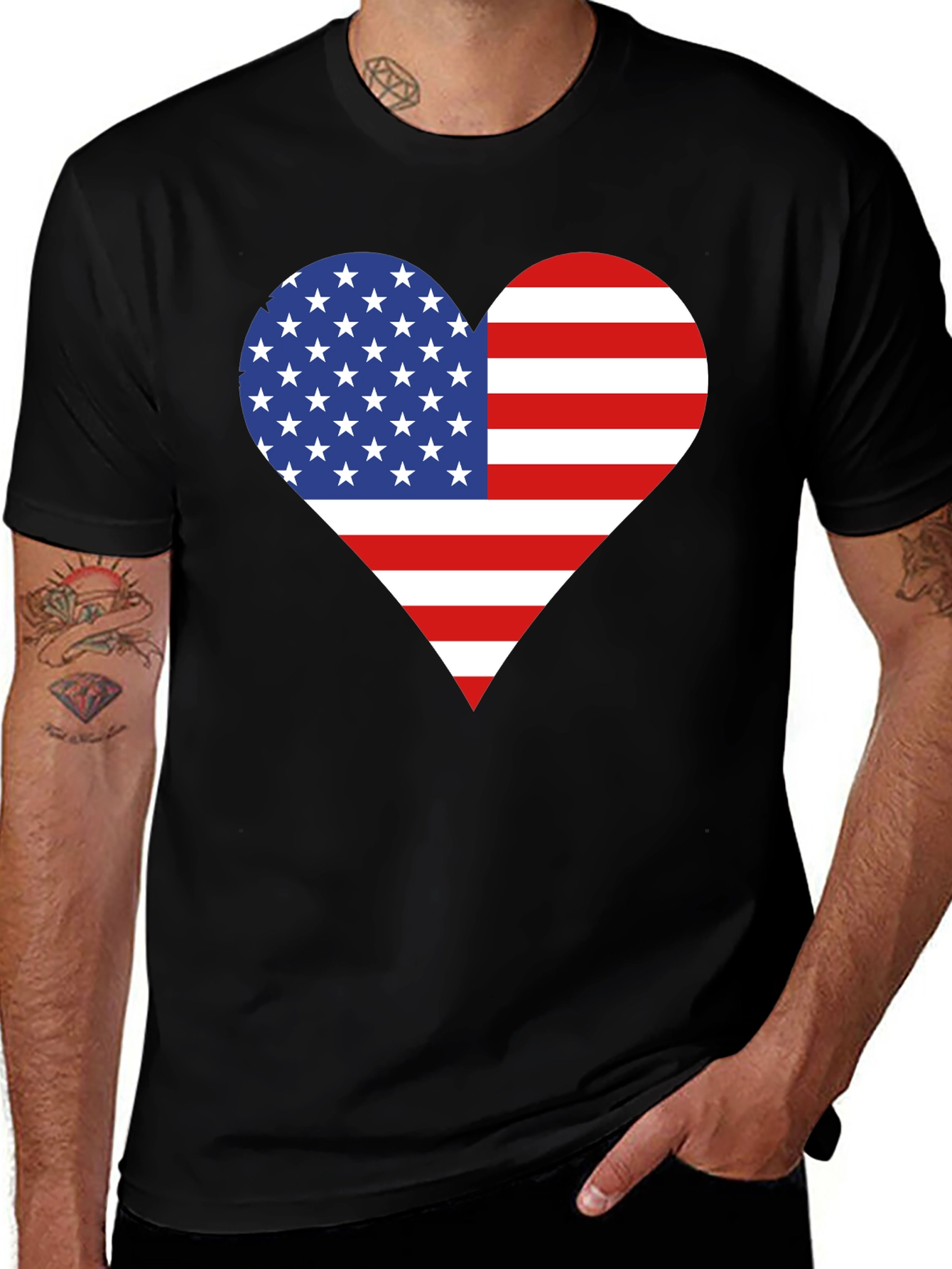 Variant 16 of American Flag Heart T-Shirt - Patriotic USA Love Tee