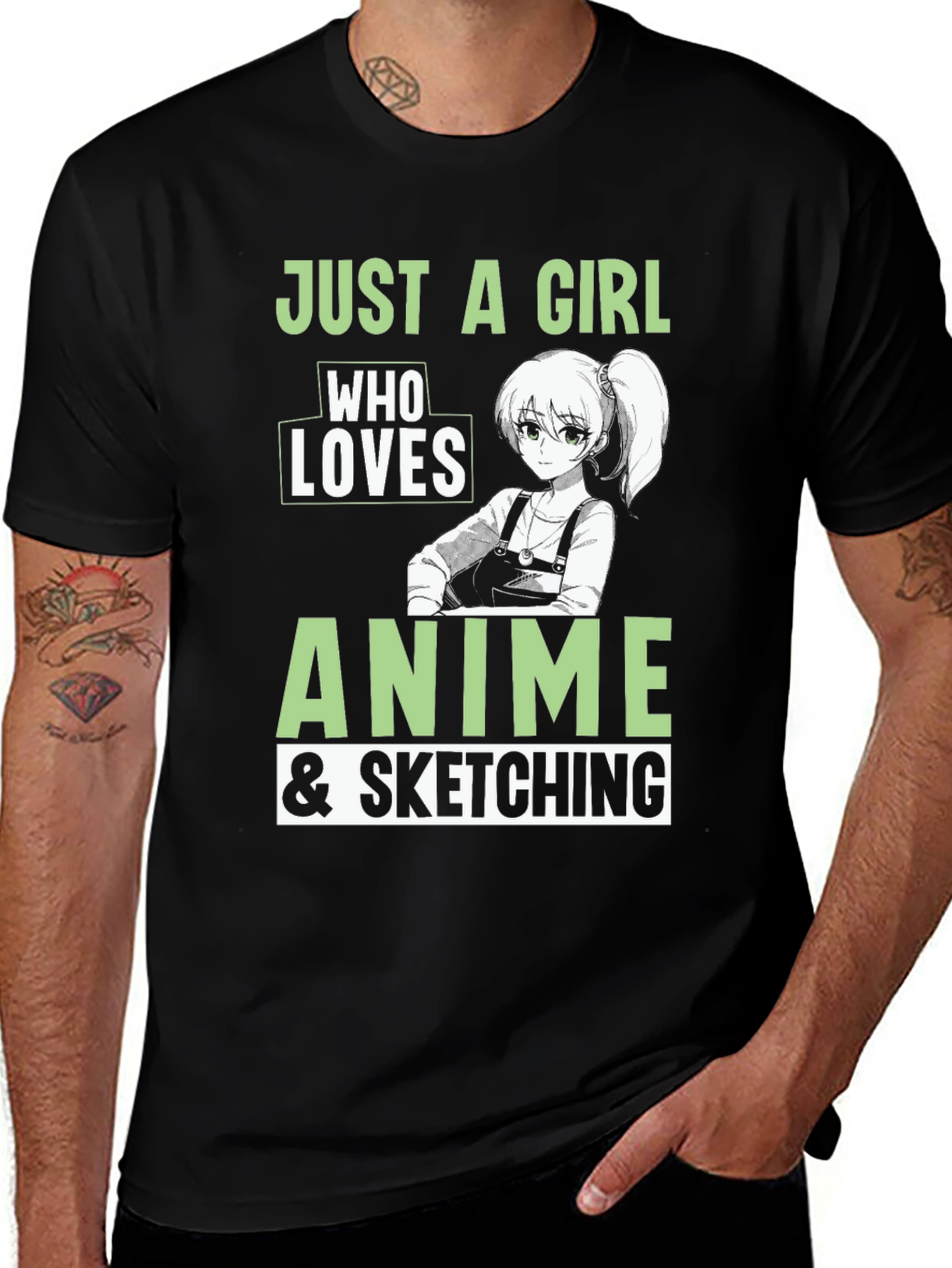 Variant 5 of Anime Lover T-Shirt - Just a Girl Who Loves Anime & Sketching