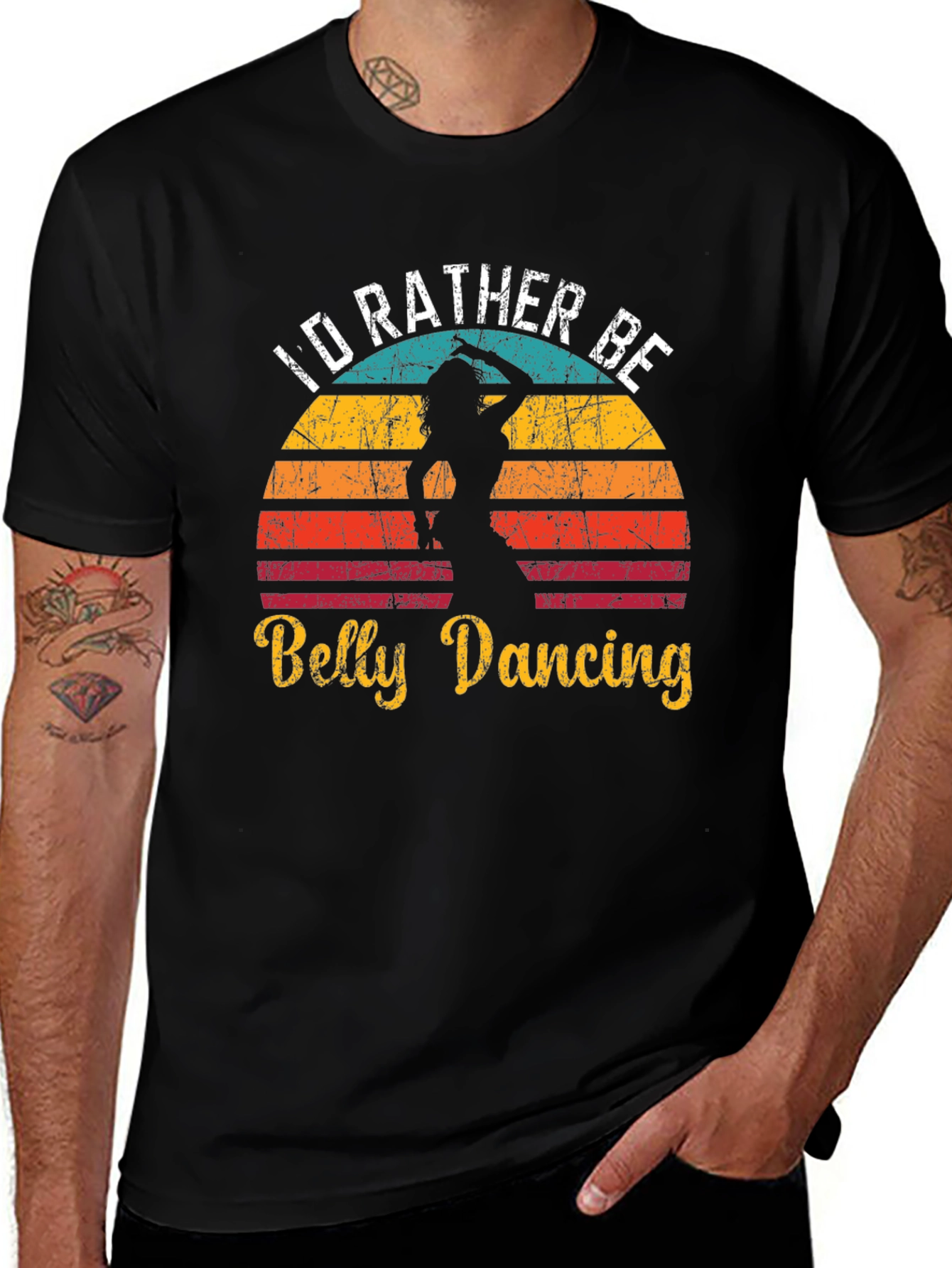 Variant 6 of I'd Rather Be Belly Dancing Retro T-Shirt