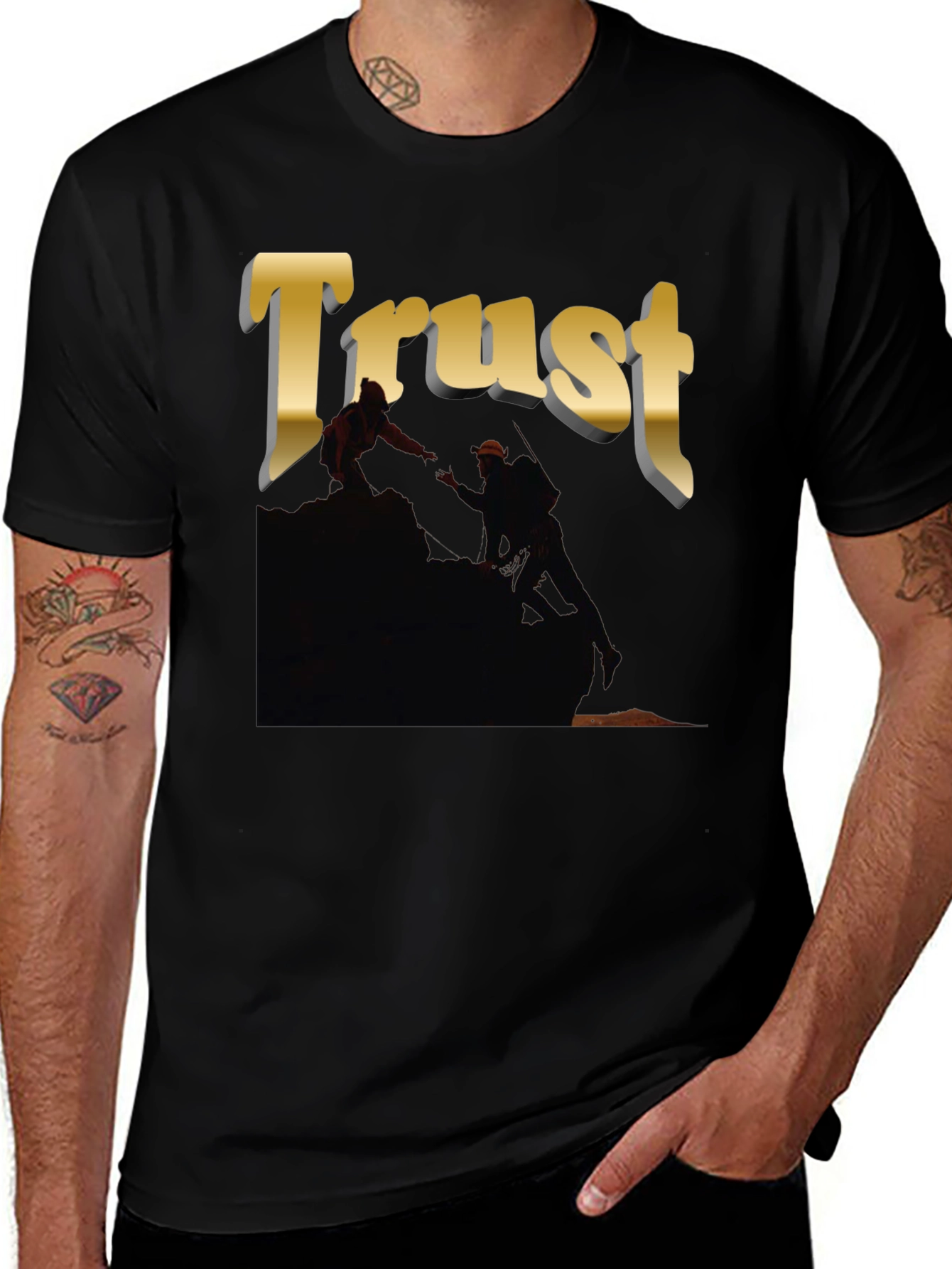 Variant 17 of Trust T-Shirt - Mountain Climbers - Black Cotton Tee
