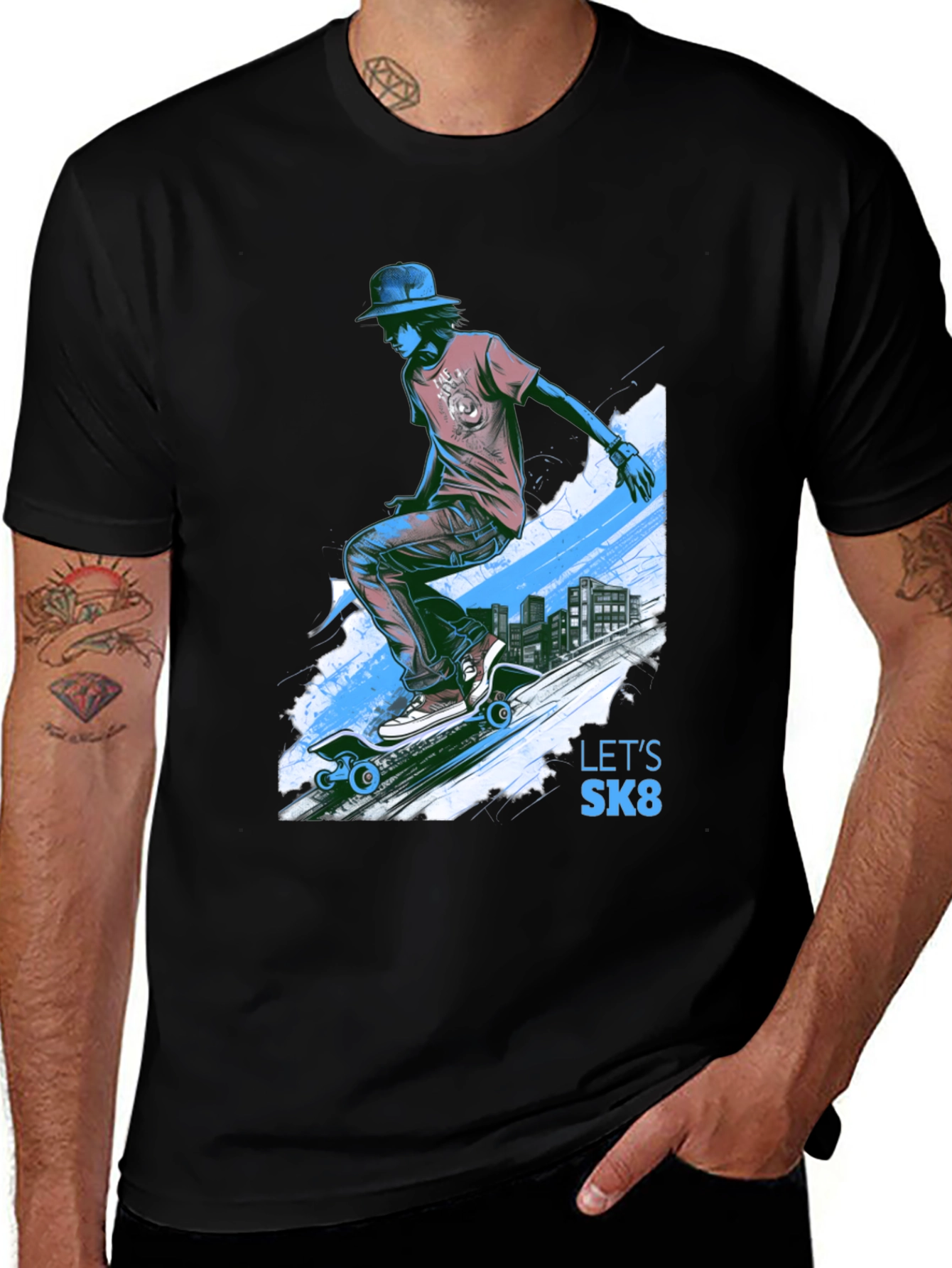 Variant 29 of Skateboard Graphic Tee - Let's SK8