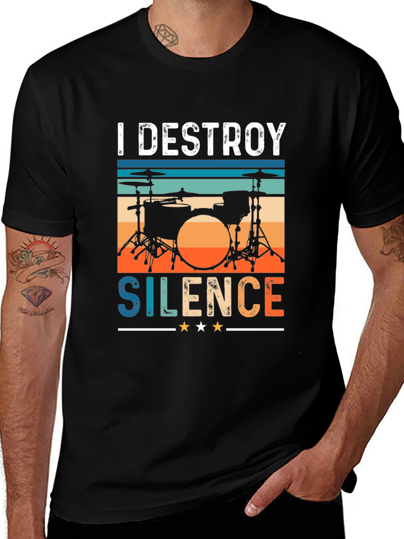 Variant 15 of I Destroy Silence Drummer Graphic T-Shirt