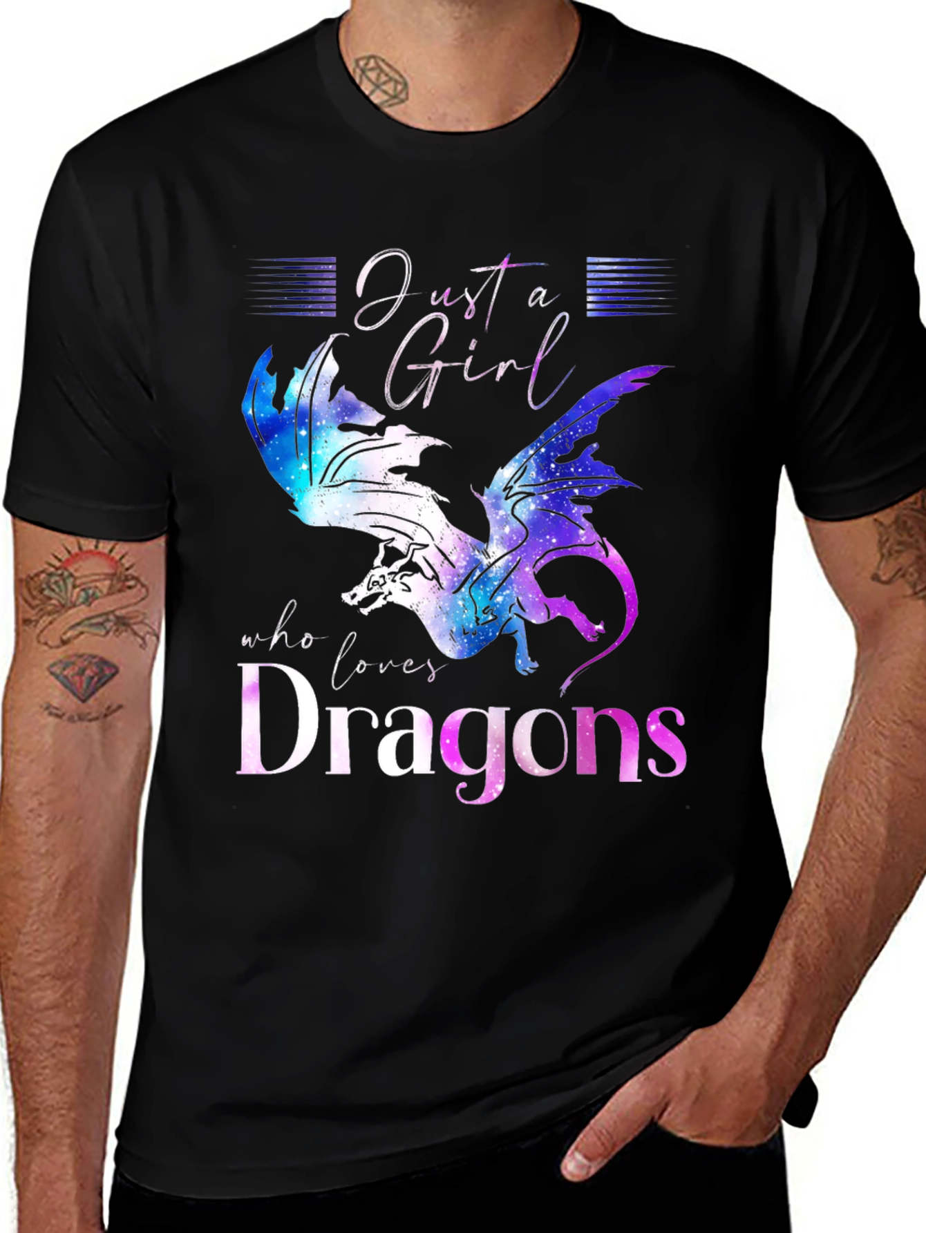 Variant 30 of Just a Girl Who Loves Dragons Black T-Shirt