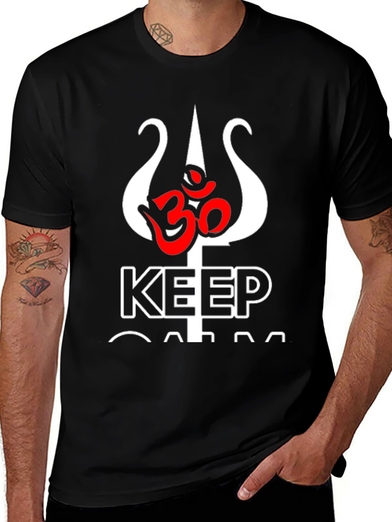 Variant 13 of Keep Calm Trishul T-Shirt - Stylish Black Tee