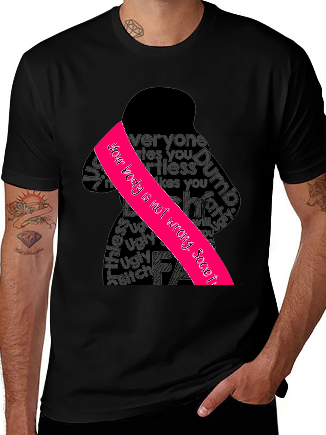 Variant 19 of Empowering Graphic Tee - "Your Body is Not Wrong"