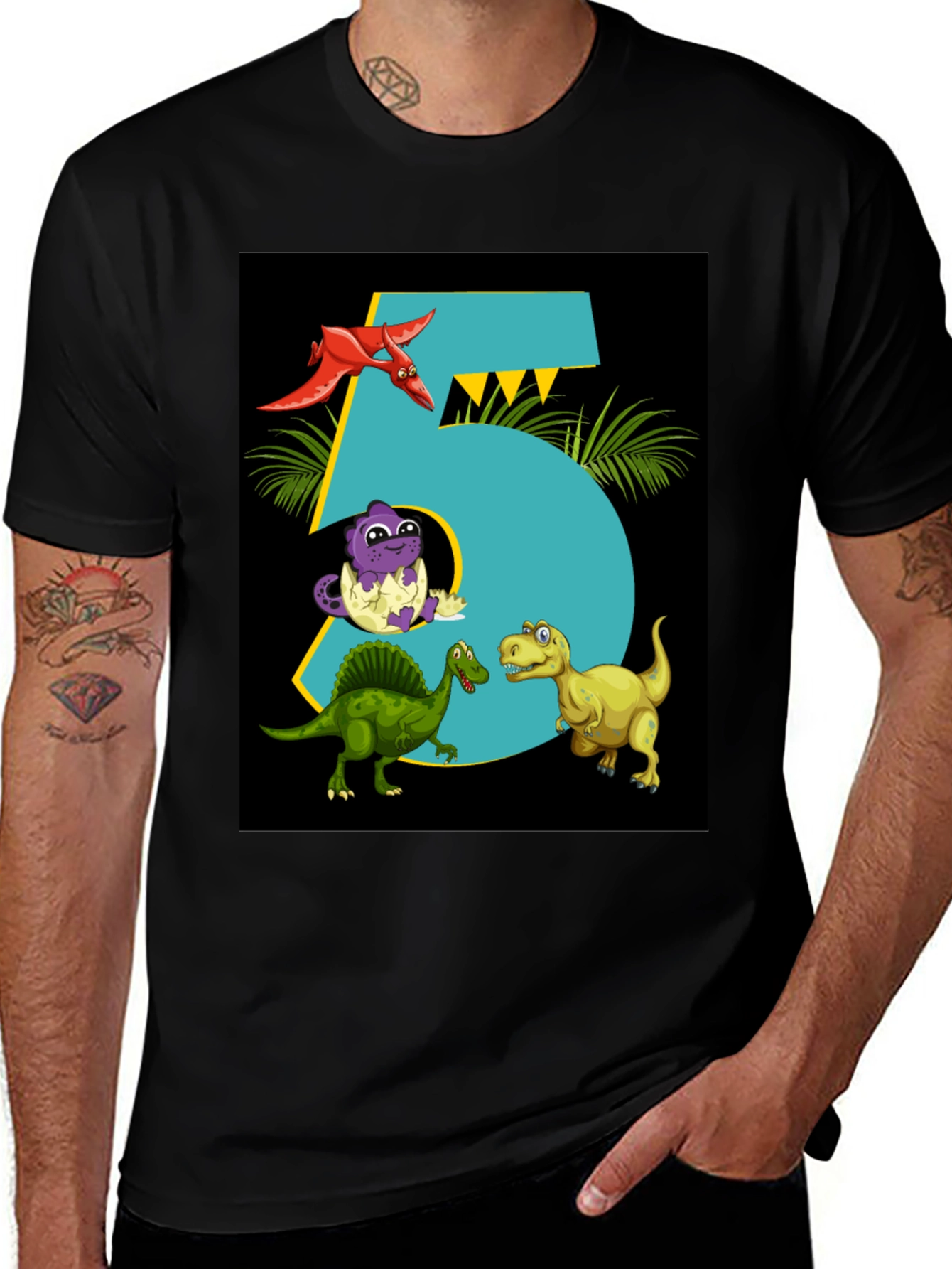 Variant 5 of Dinosaur Birthday T-Shirt: 5th Birthday Dino Tee