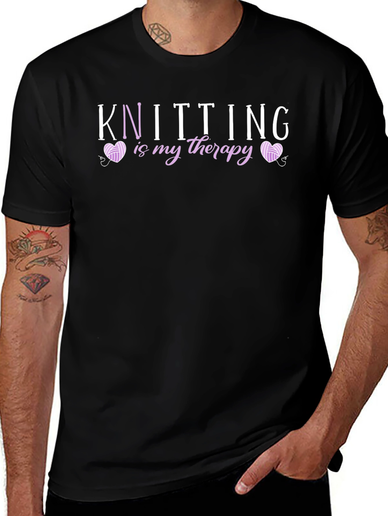 Knitting is My Therapy T-Shirt - Yarn Heart Design