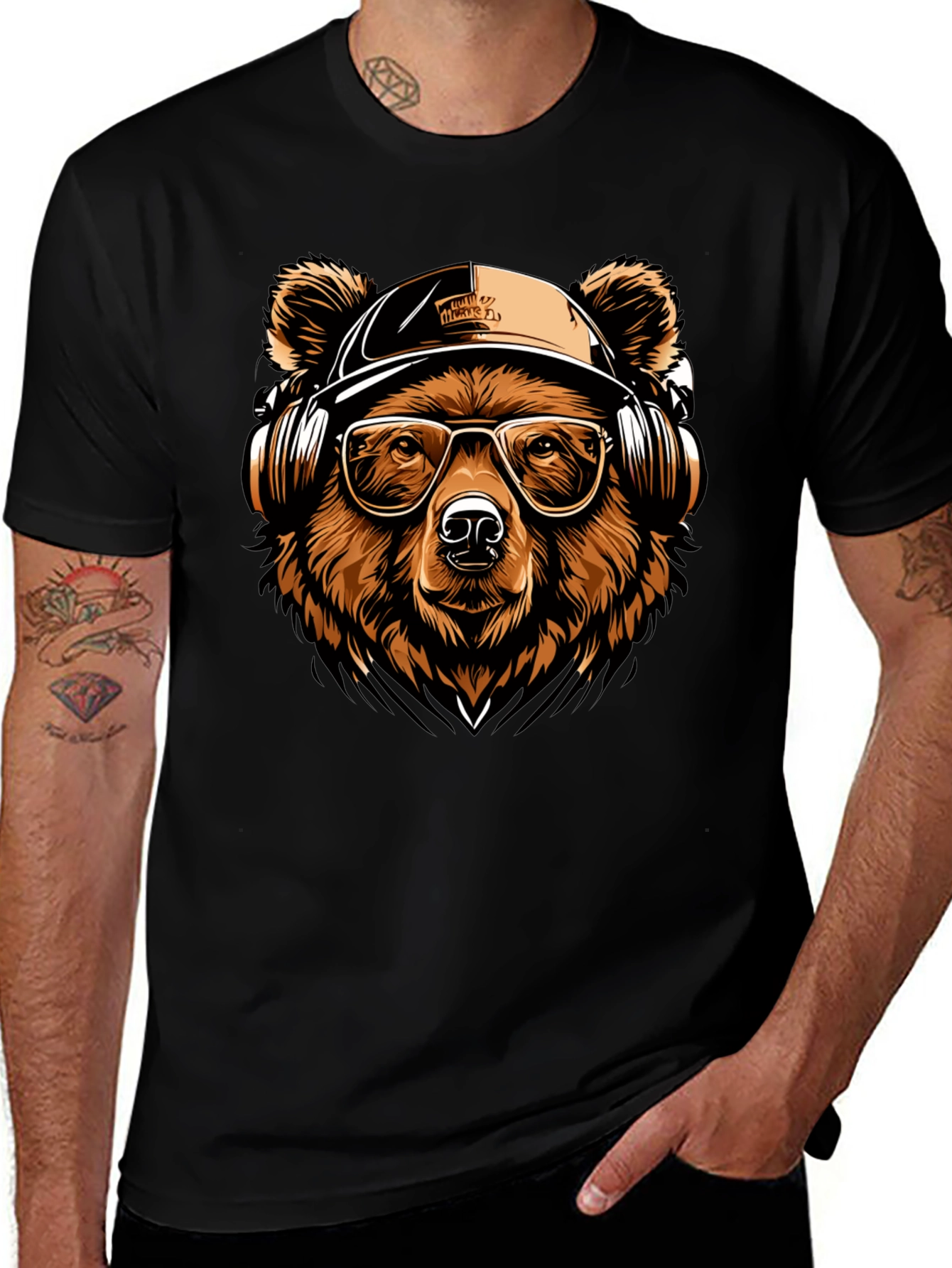 Variant 14 of Cool Bear Graphic Tee - Black Cotton T-Shirt